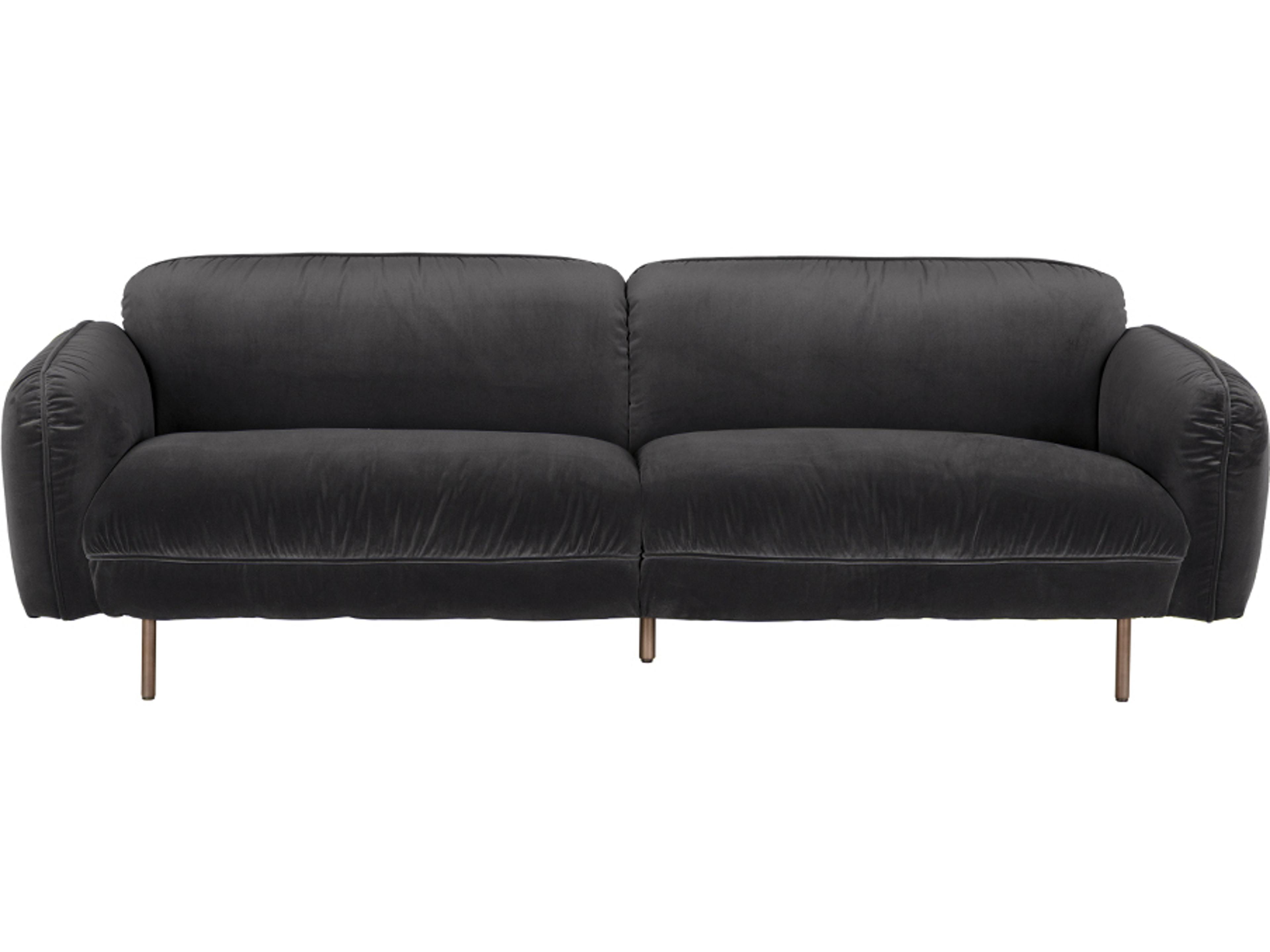 Noir Franklin Antique Brass Gray Velvet Upholstered Sofa