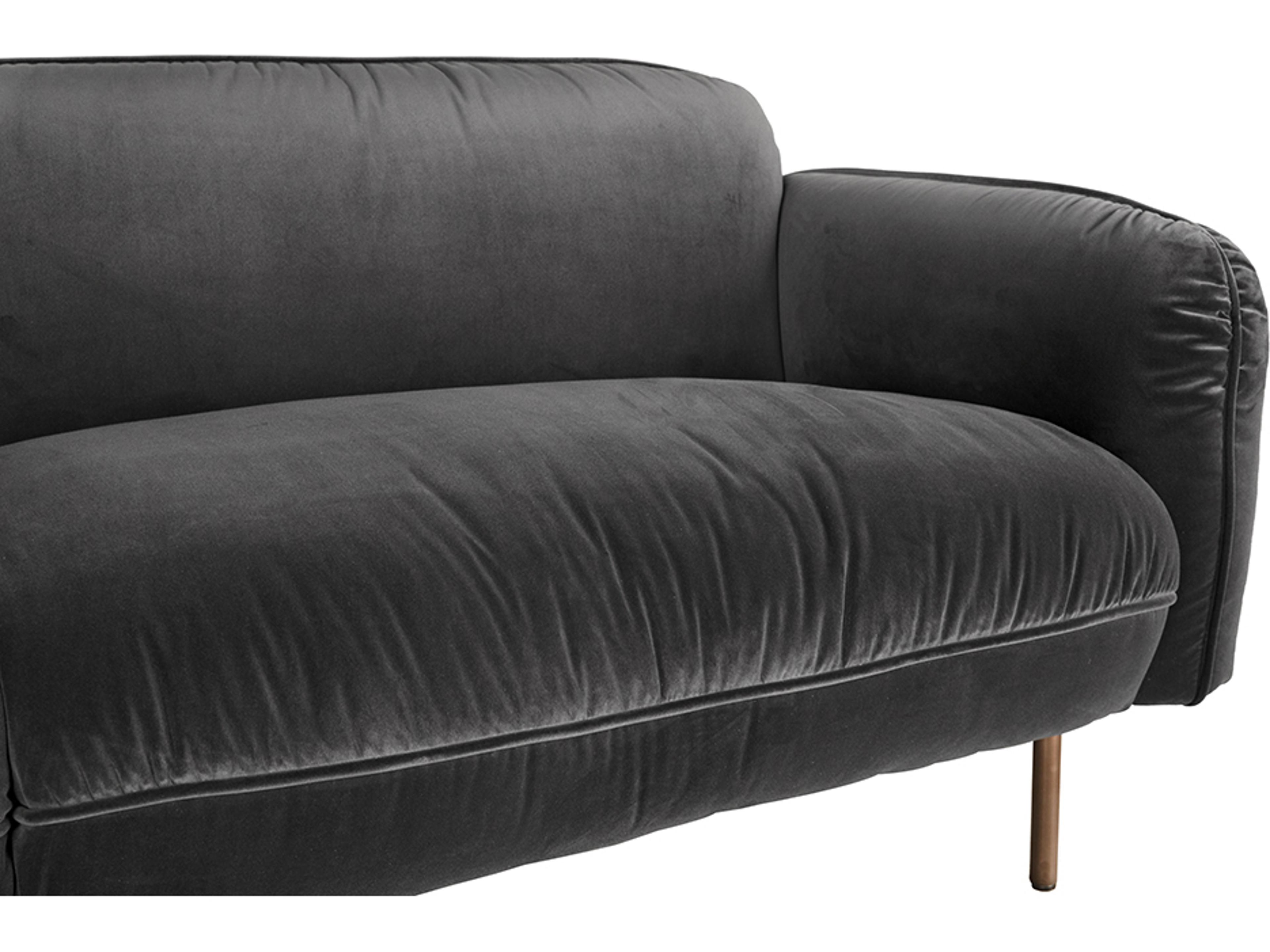 Noir Franklin Antique Brass Gray Velvet Upholstered Sofa