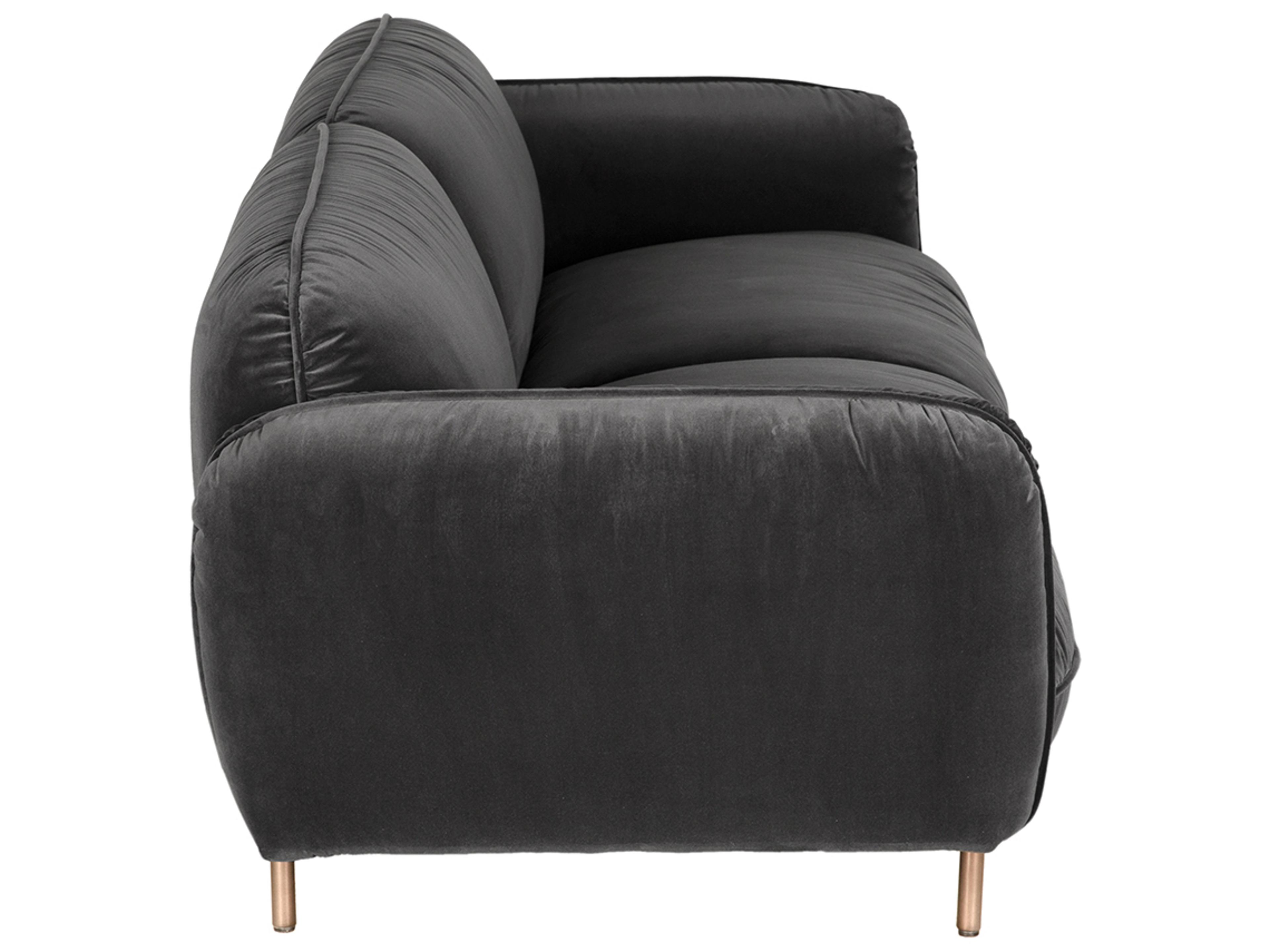 Noir Franklin Antique Brass Gray Velvet Upholstered Sofa