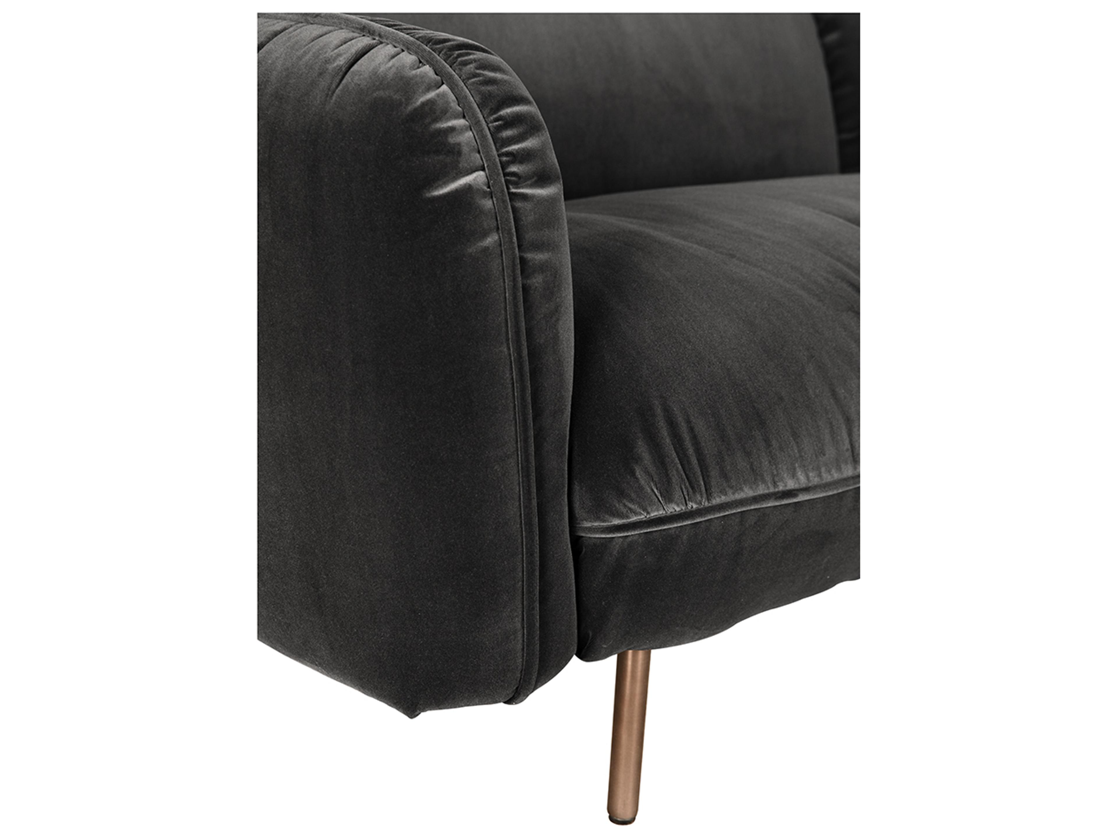 Noir Franklin Antique Brass Gray Velvet Upholstered Sofa