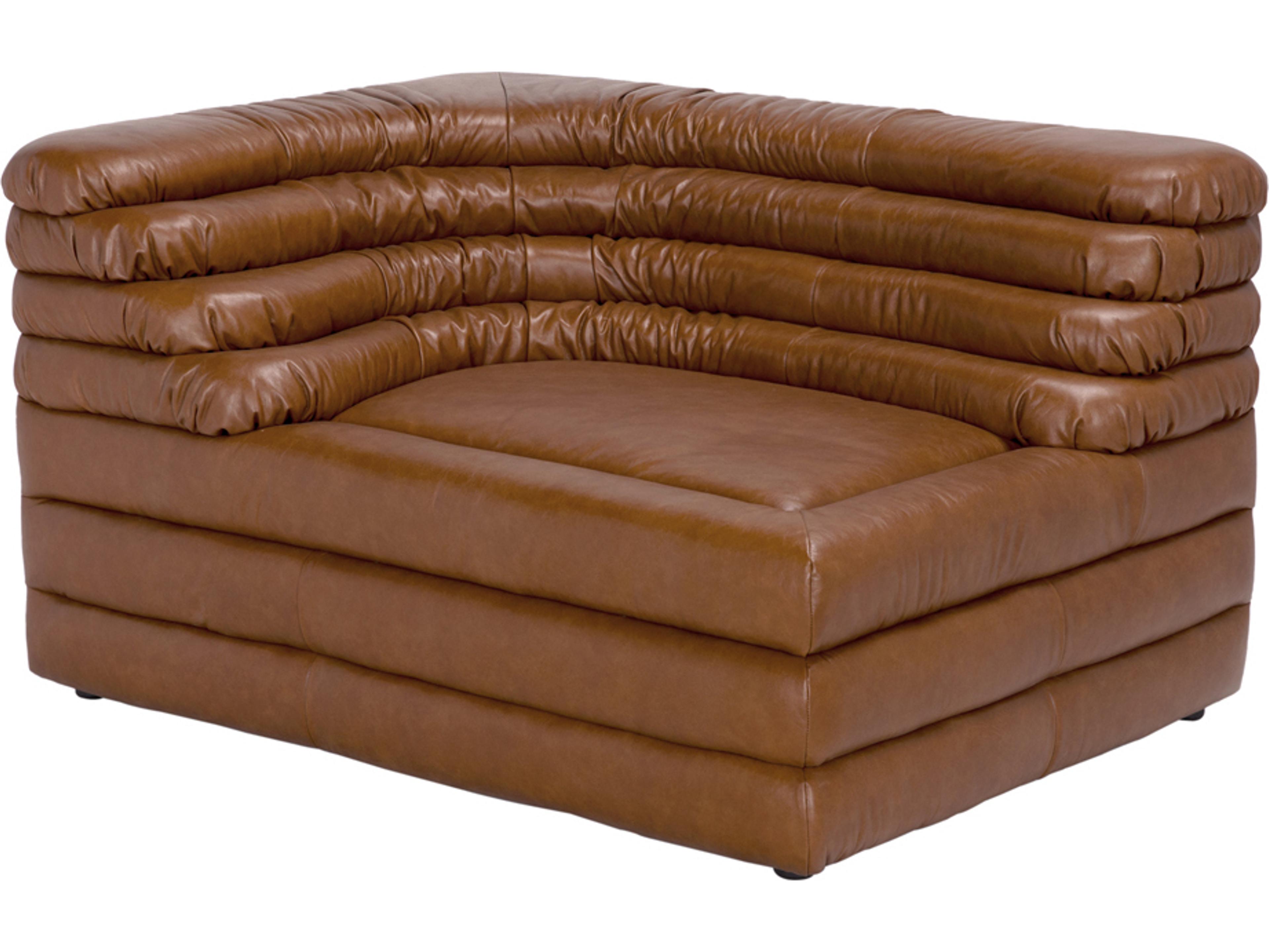 Noir Bandera Tan Leather Left Facing Modular Arm Chair