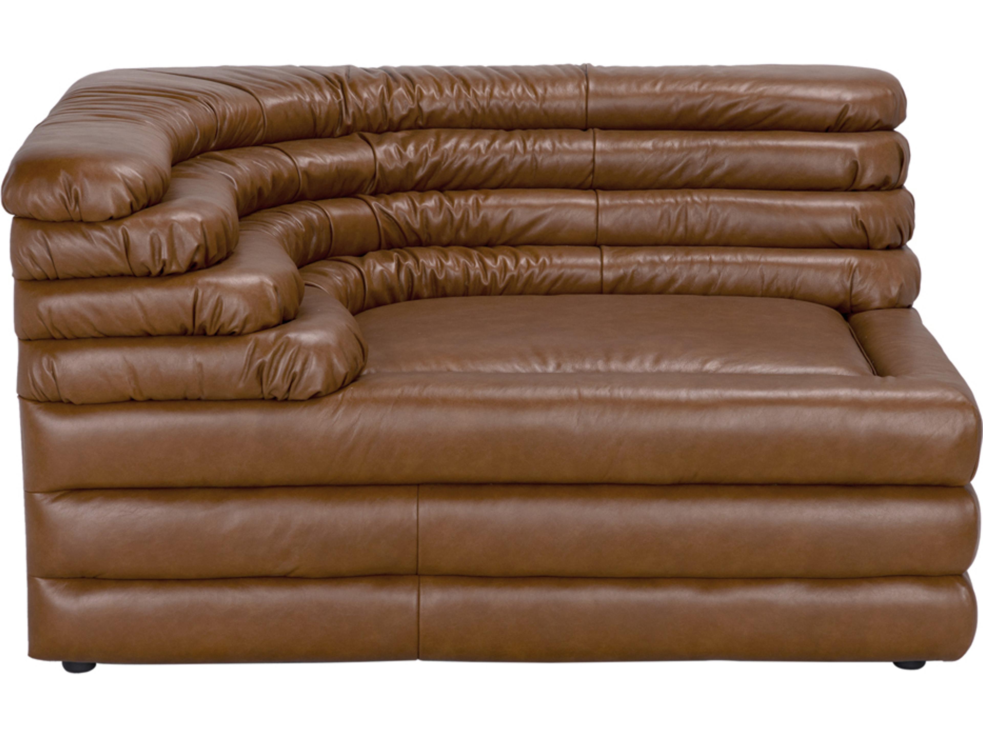 Noir Bandera Tan Leather Left Facing Modular Arm Chair