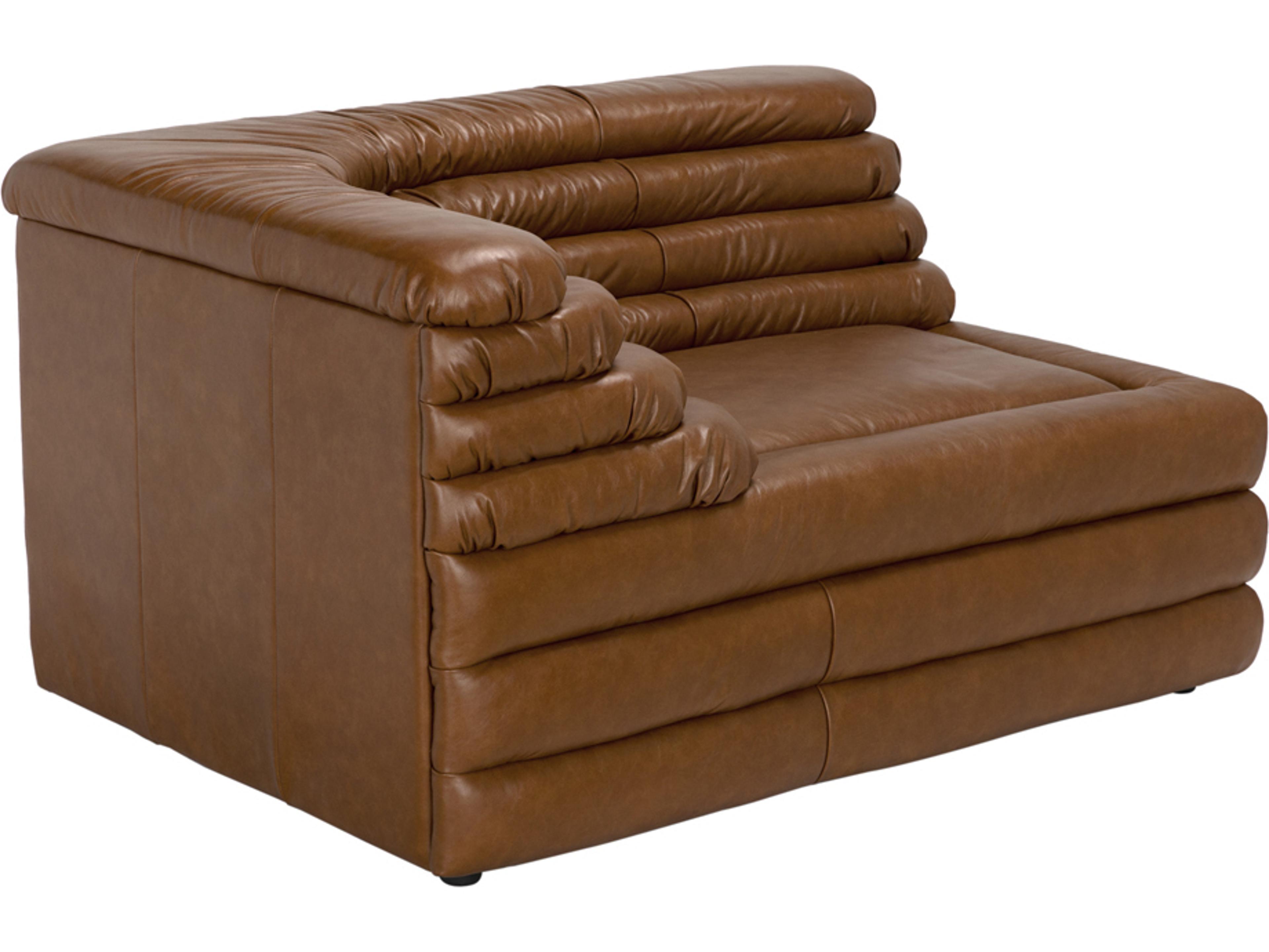 Bandera Tan Leather Left Facing Modular Arm Chair