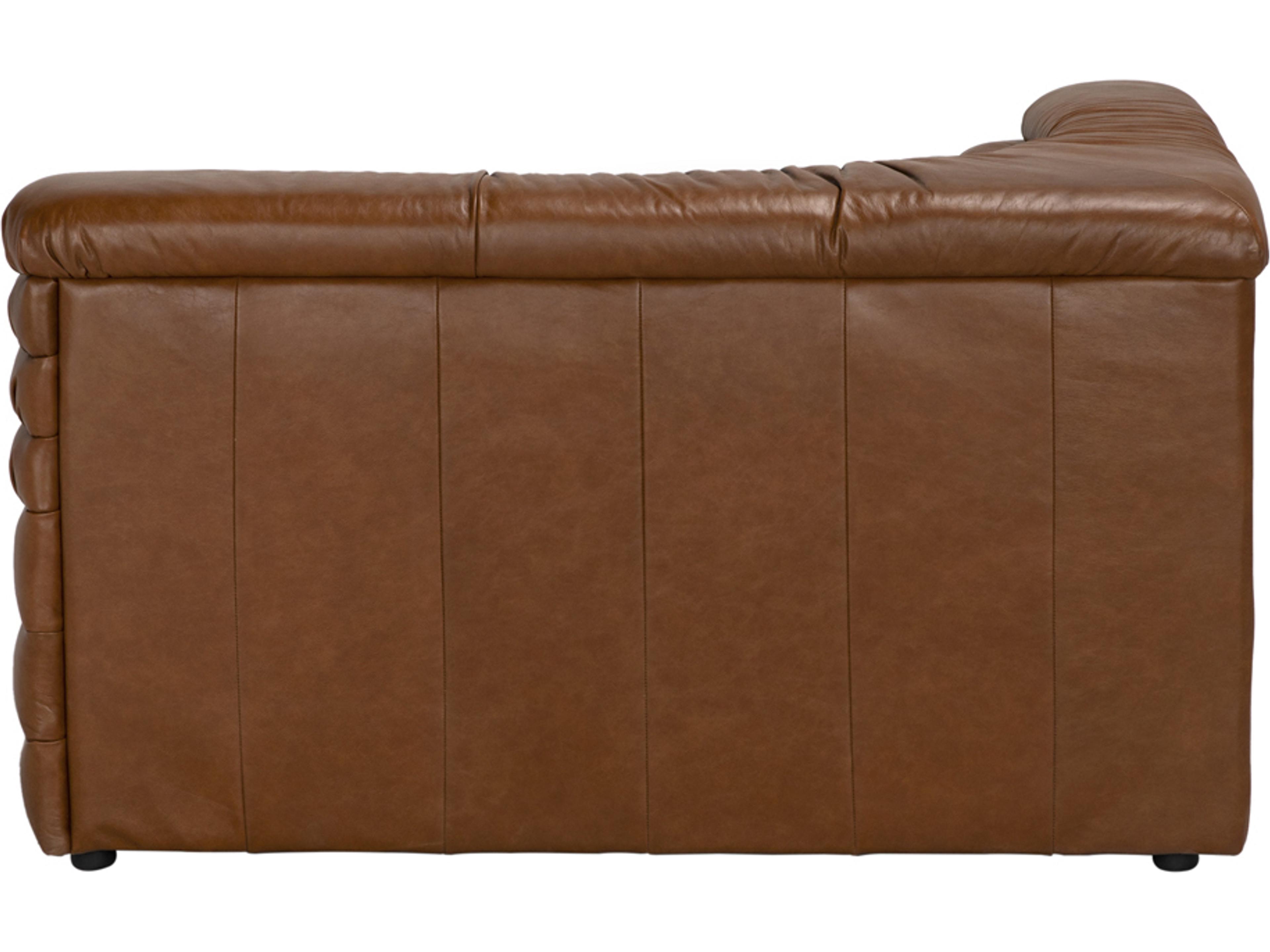 Noir Bandera Tan Leather Left Facing Modular Arm Chair