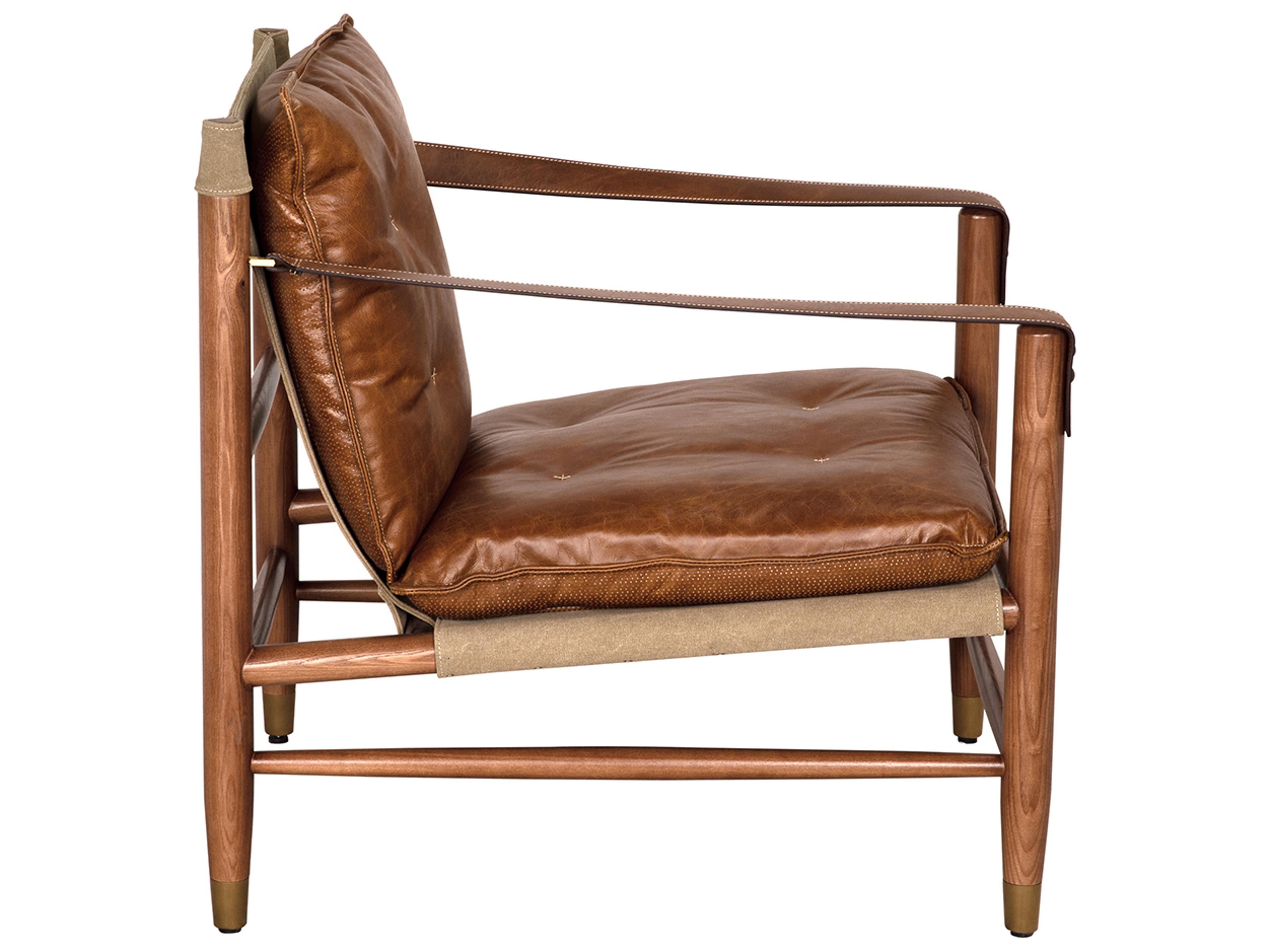 Noir Luther Brown Leather Accent Chair