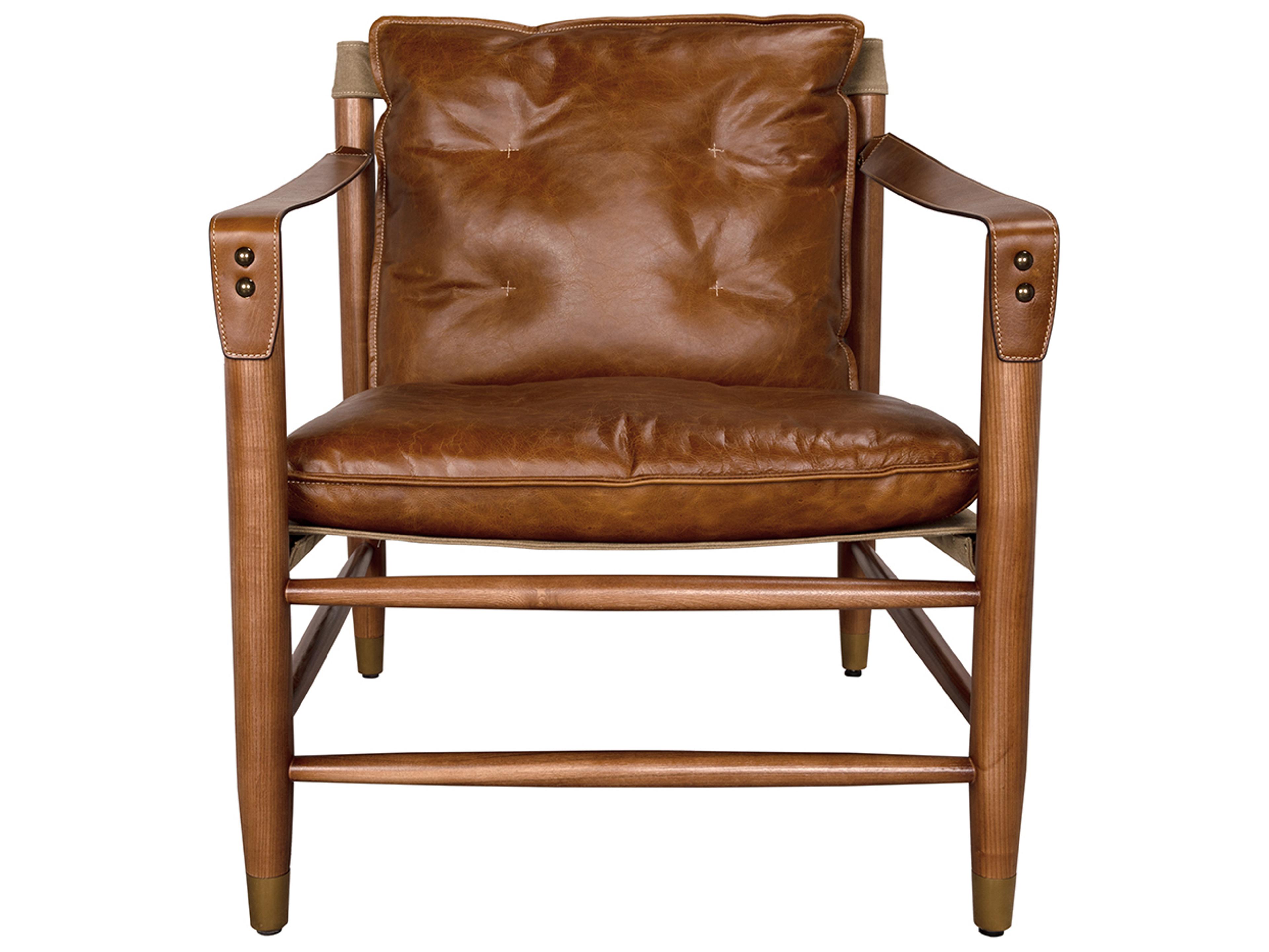 Noir Luther Brown Leather Accent Chair