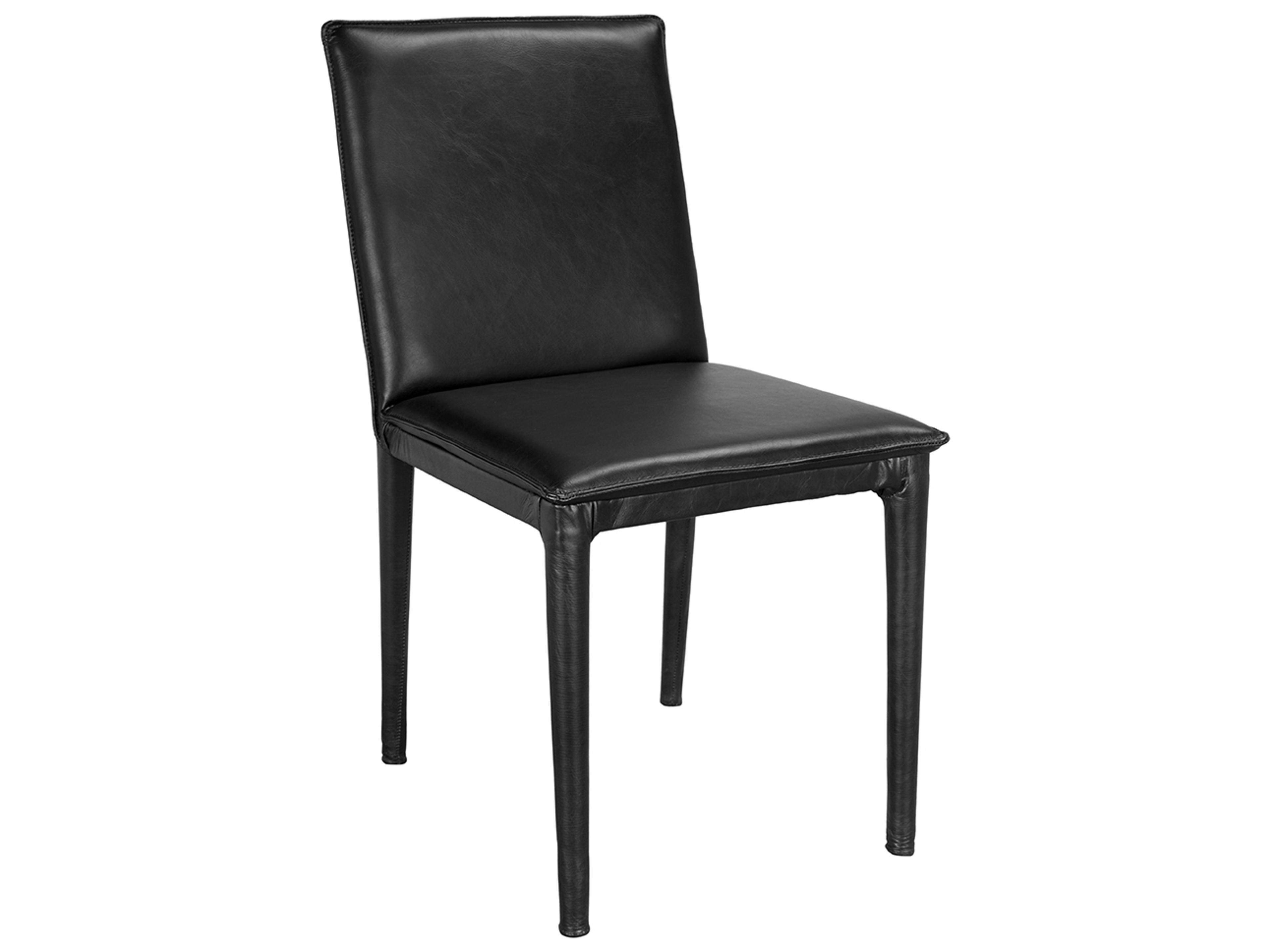 Newton Black Leather Armless Dining Chair