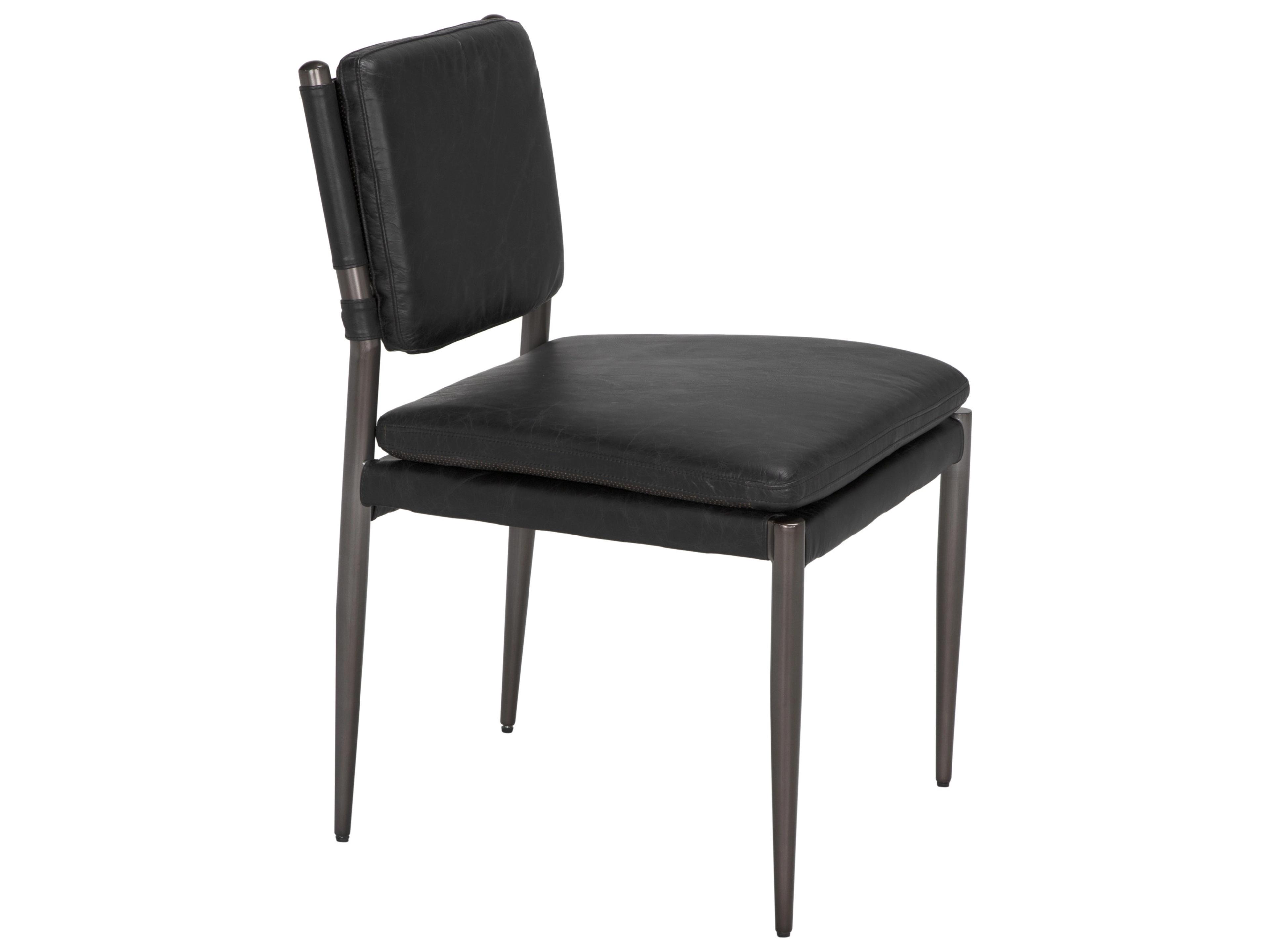 Elvis Black Leather Armless Dining Chair
