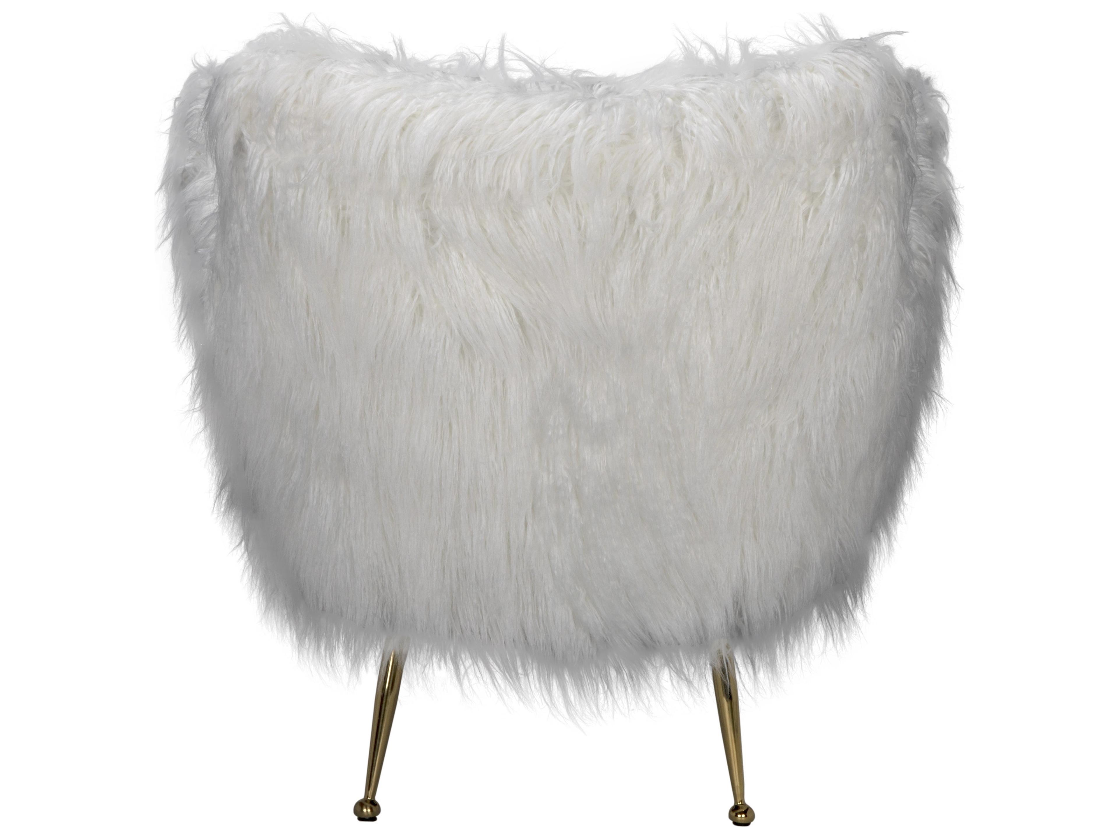 Noir Rodney White Fabric Accent Chair