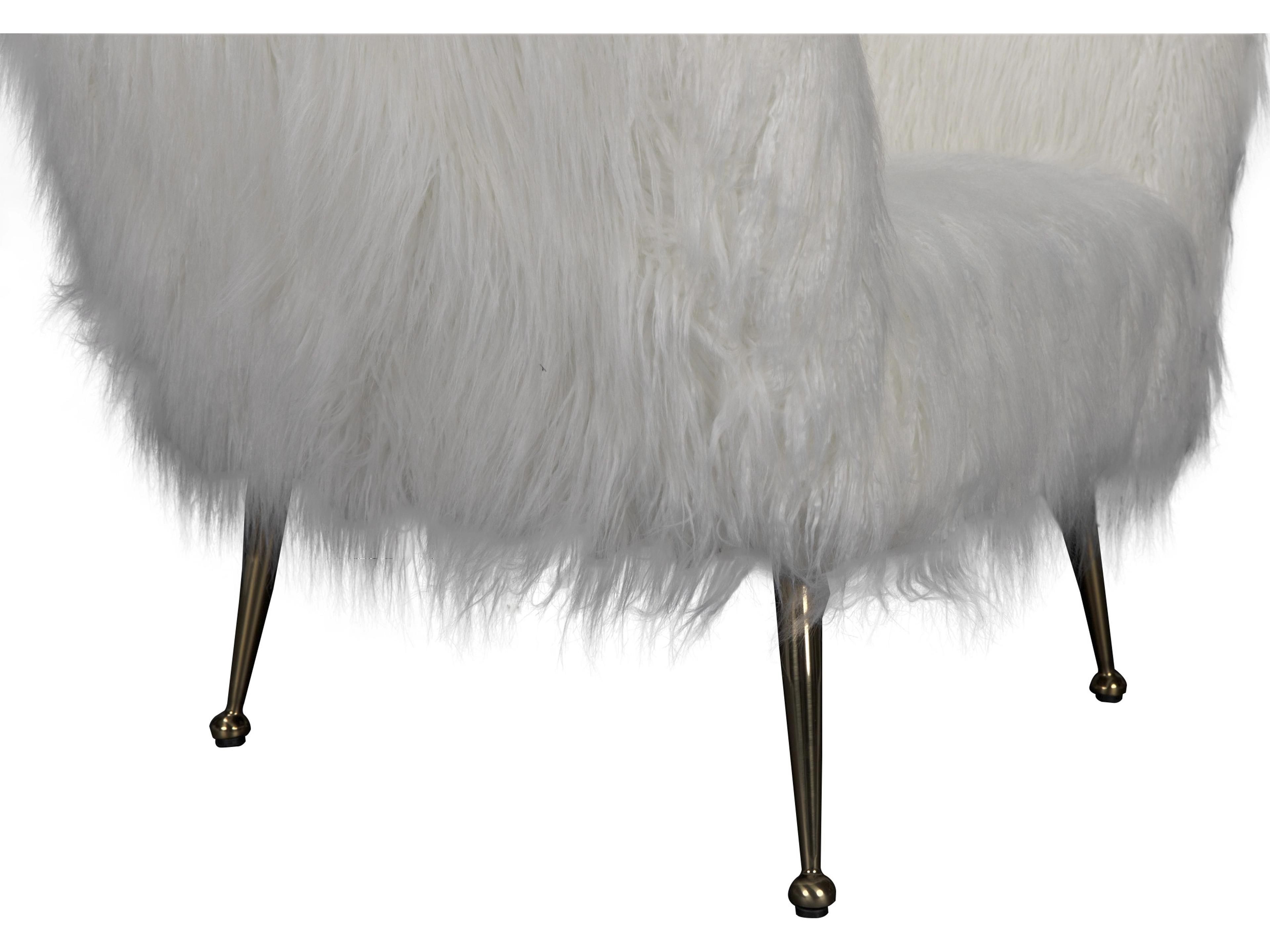 Noir Rodney White Fabric Accent Chair