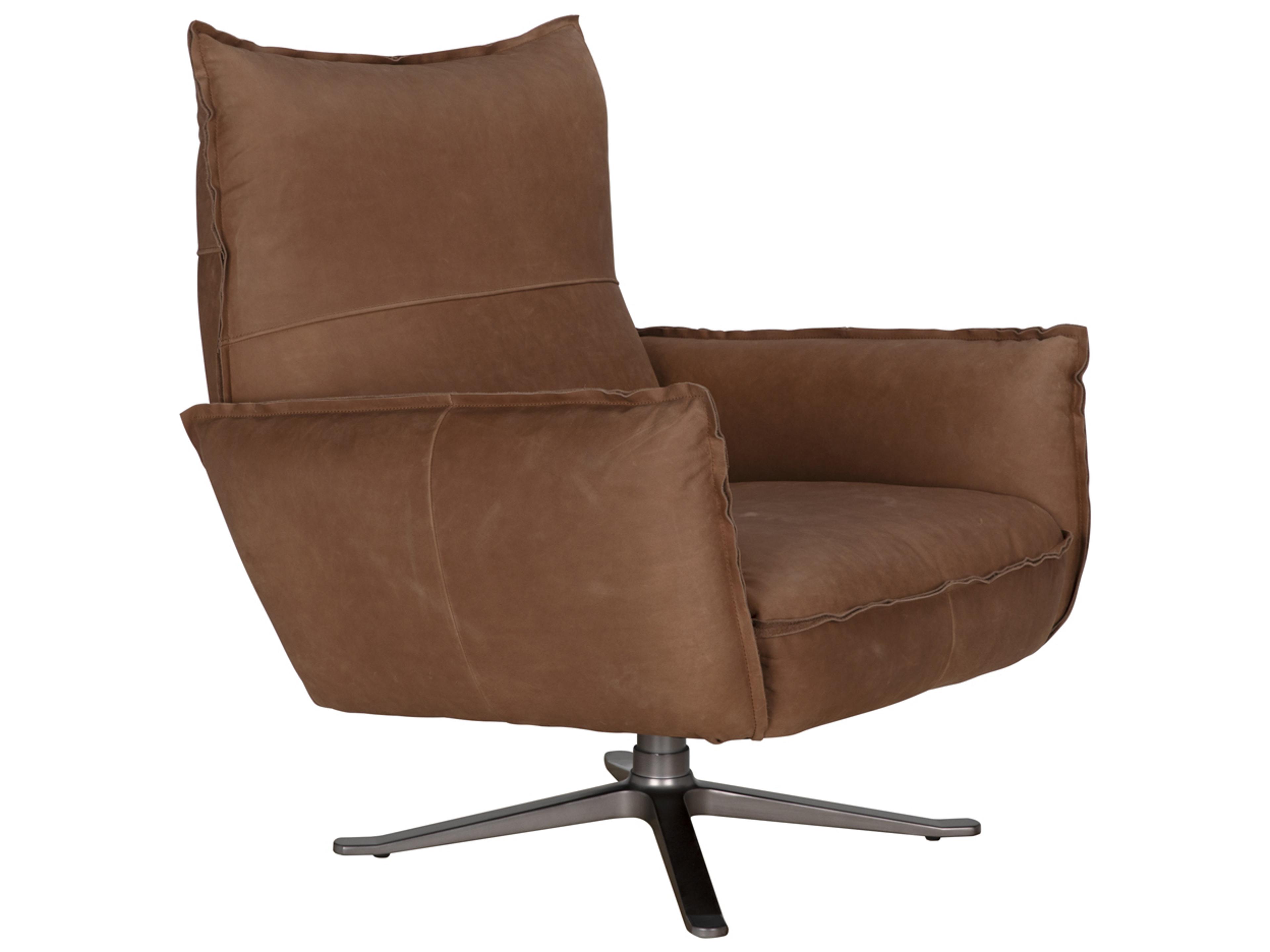 Lawrenceville Swivel Brown Leather Accent Chair