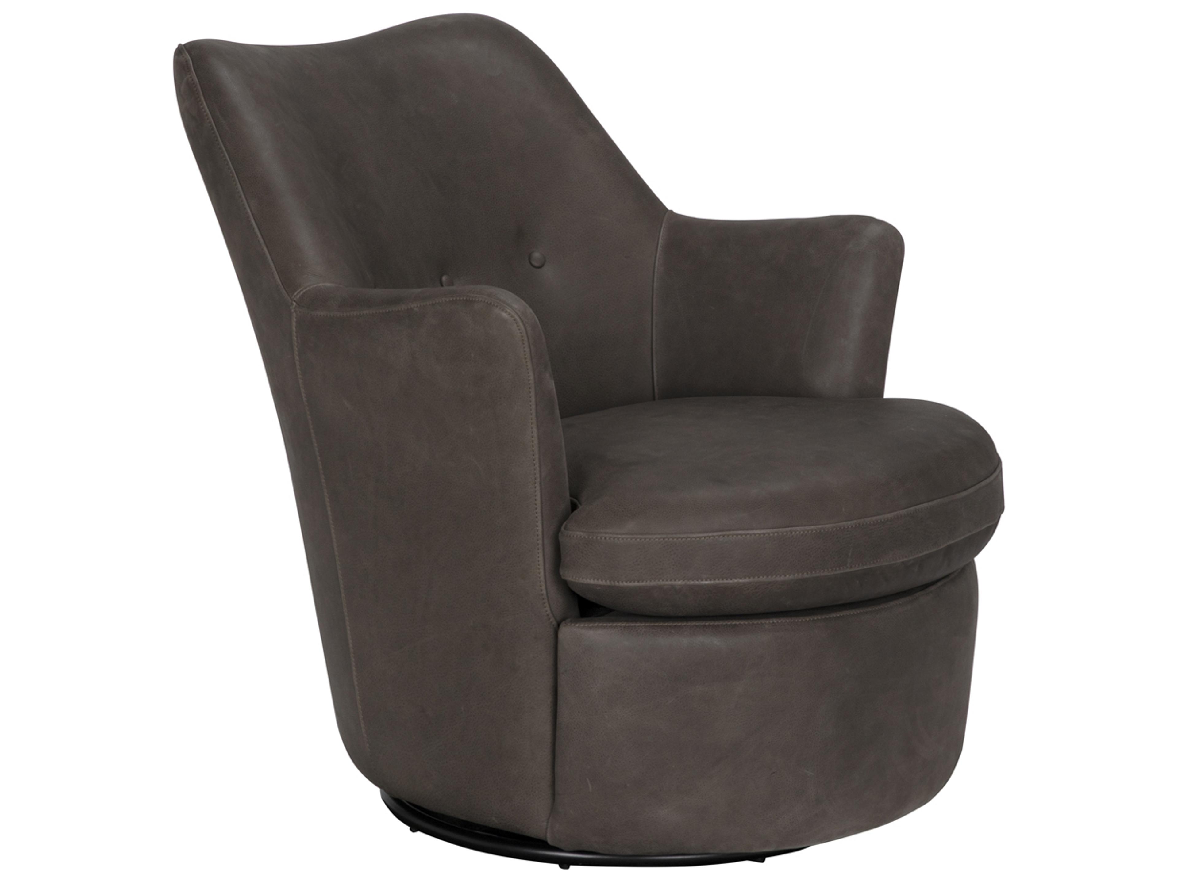 Hotchkiss Swivel Black Leather Accent Chair