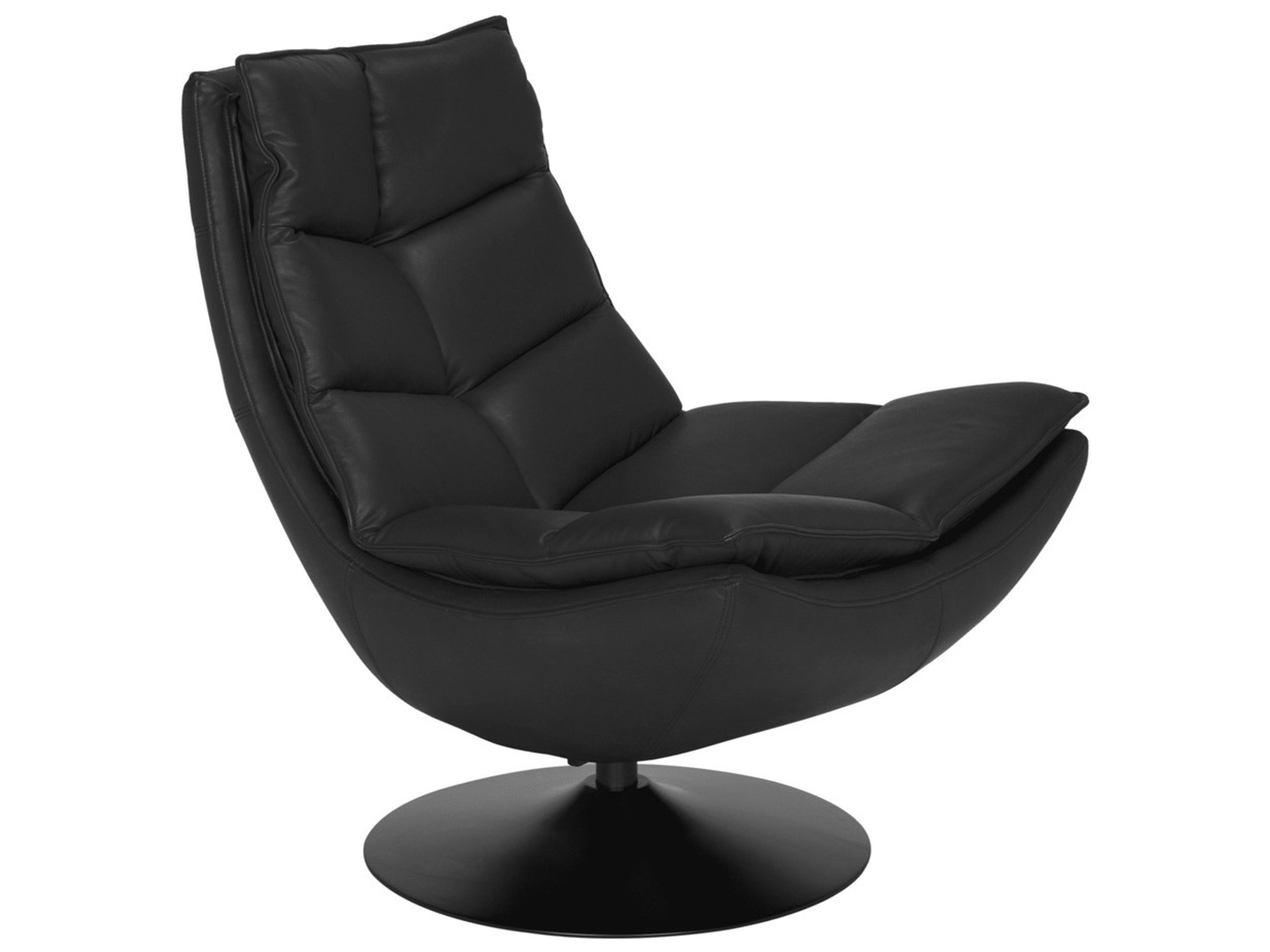 Dante Swivel Black Leather Accent Chair