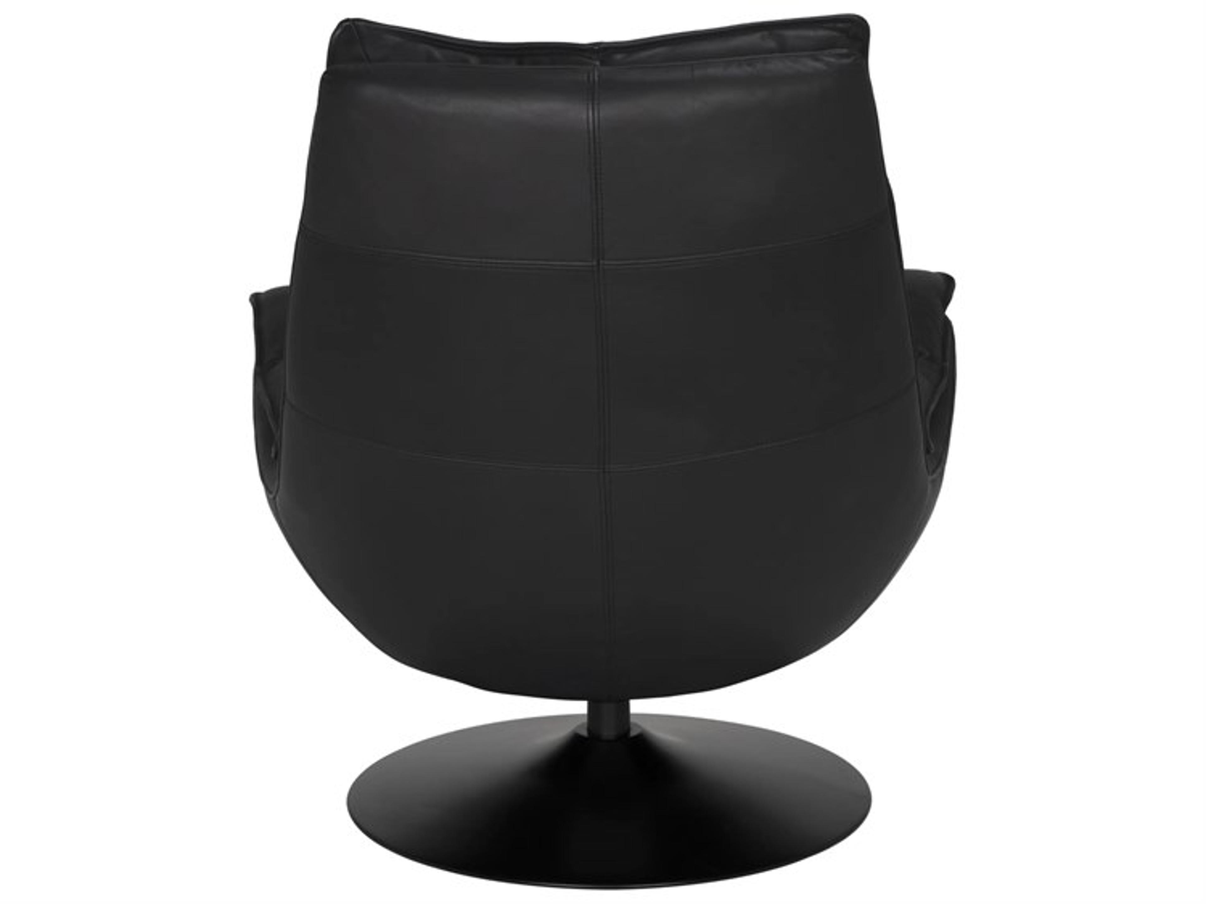 Noir Dante Swivel Black Leather Accent Chair