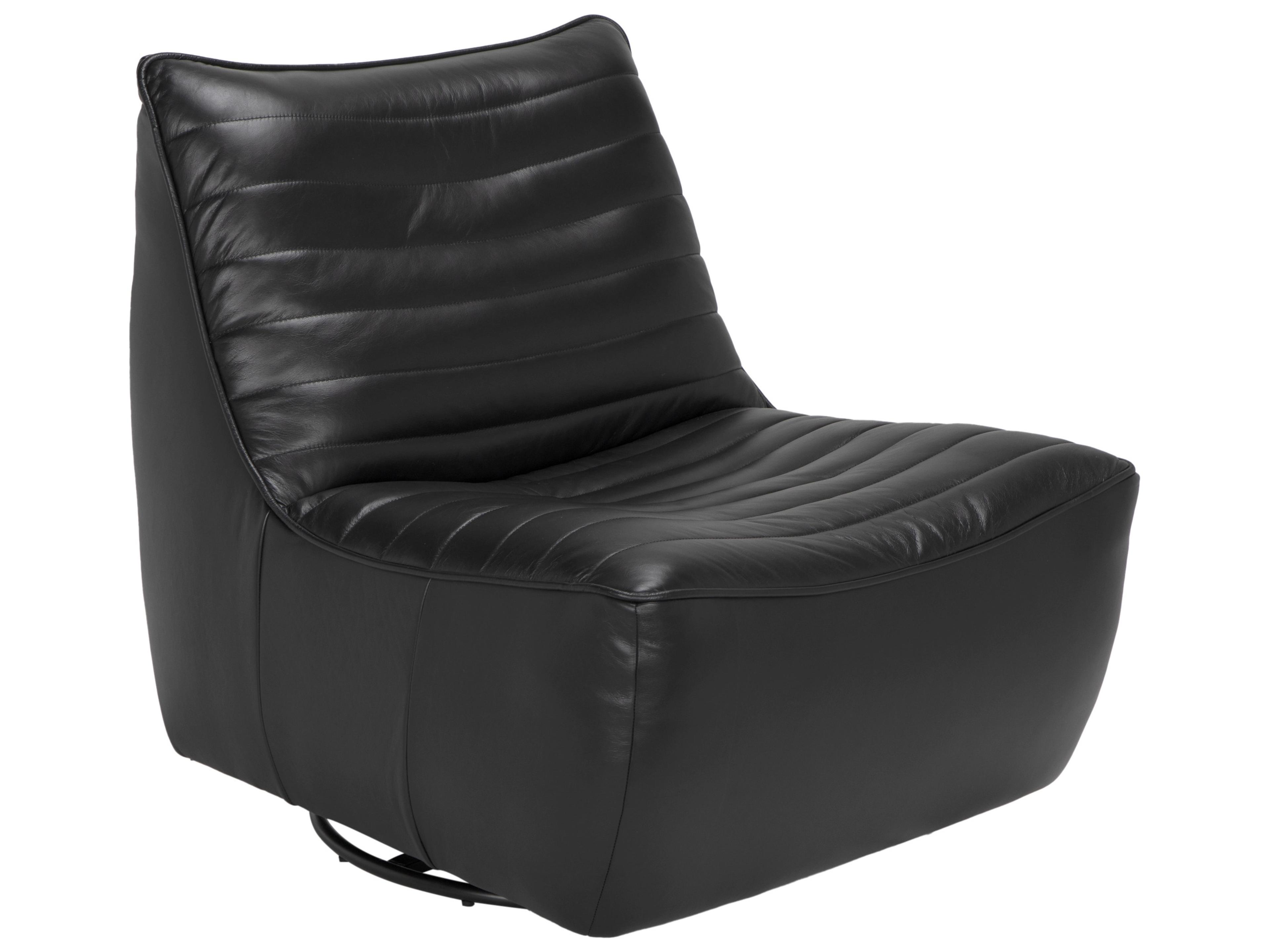 McClain Swivel Black Leather Accent Chair