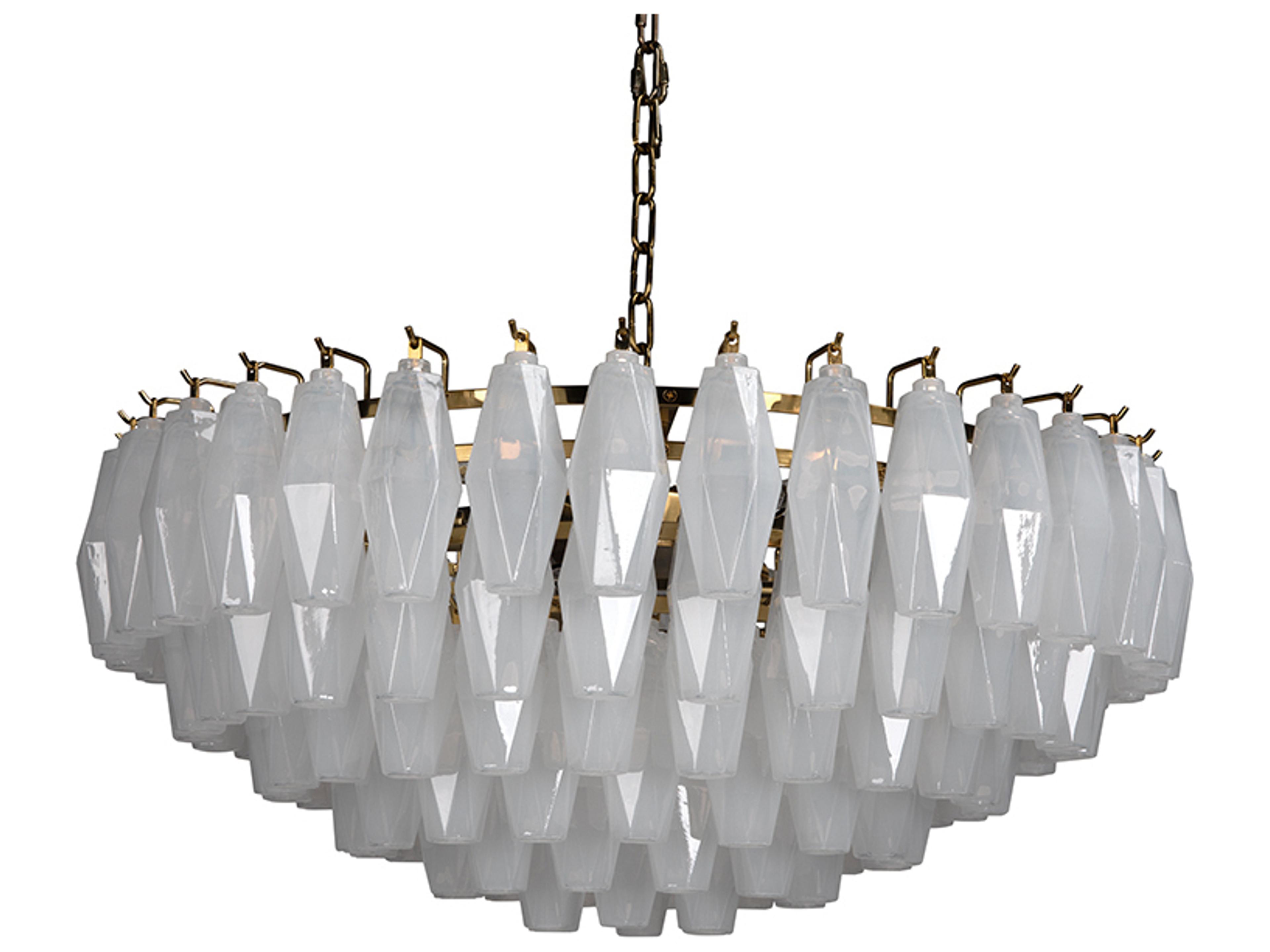 Ludmilla 9-light Antique Brass White Tiered Chandelier