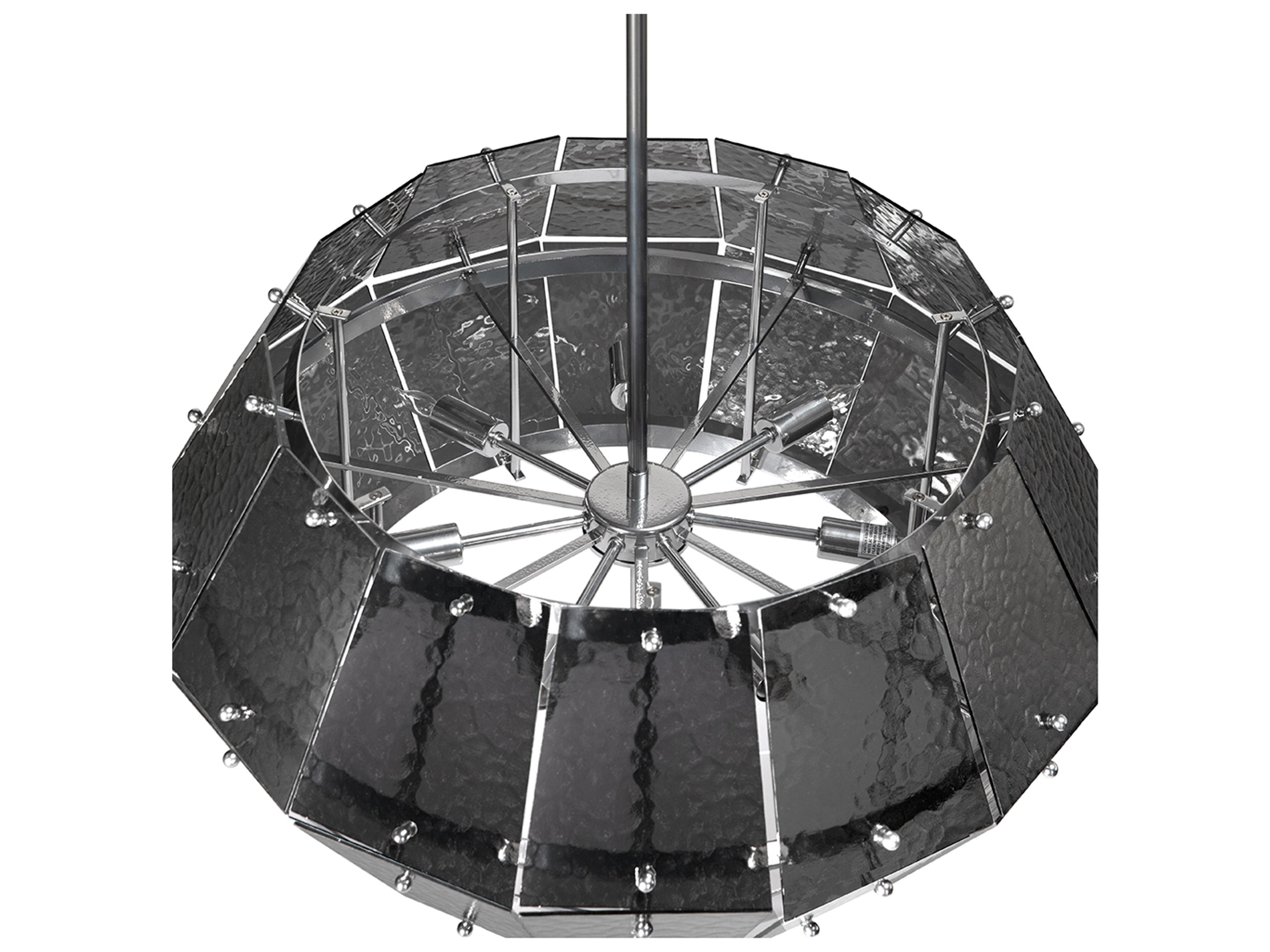 Noir Obsidian 7-light Antique Silver And Smoke Grey Glass Geometric Chandelier