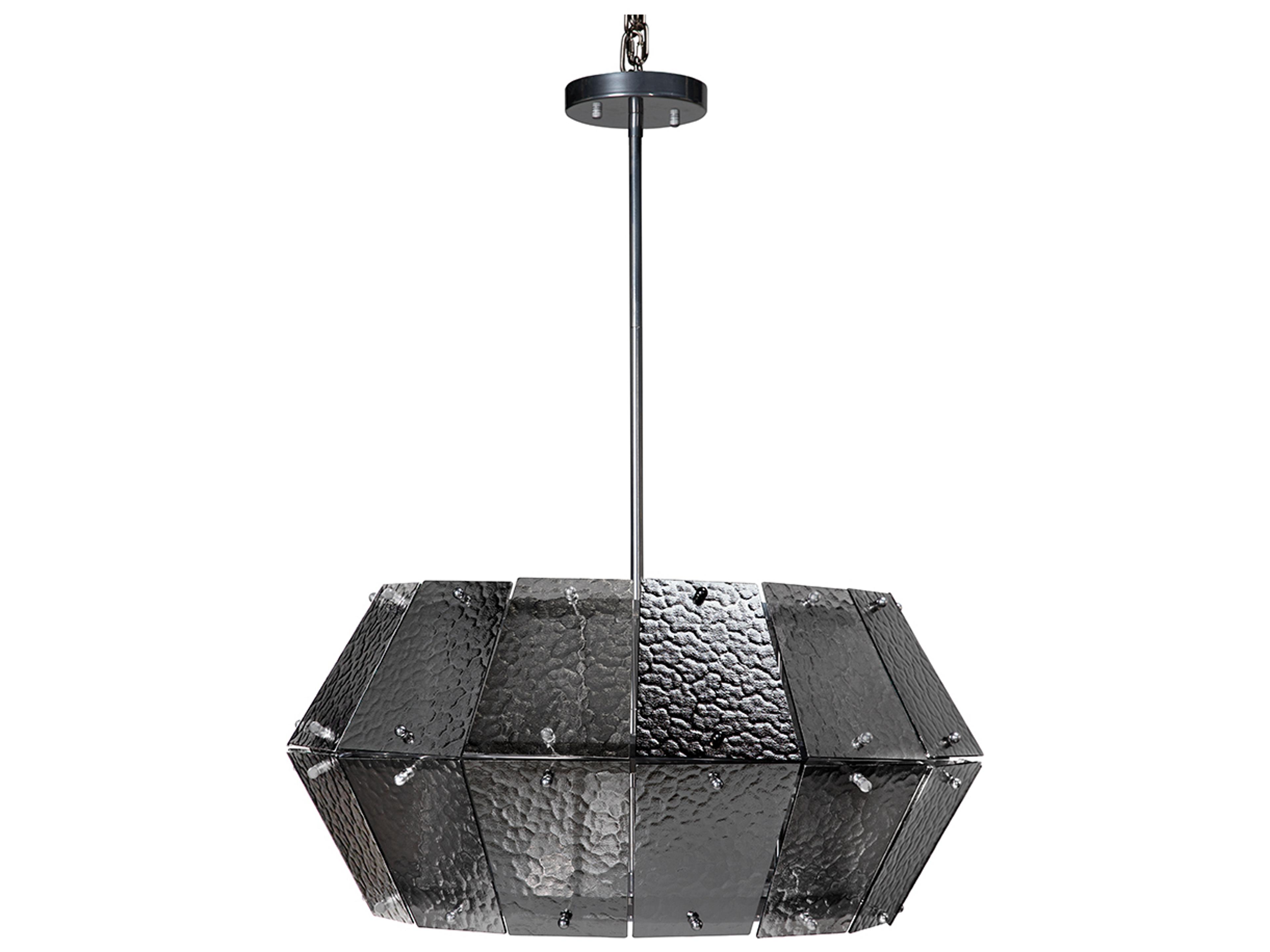 Noir Obsidian 7-light Antique Silver And Smoke Grey Glass Geometric Chandelier