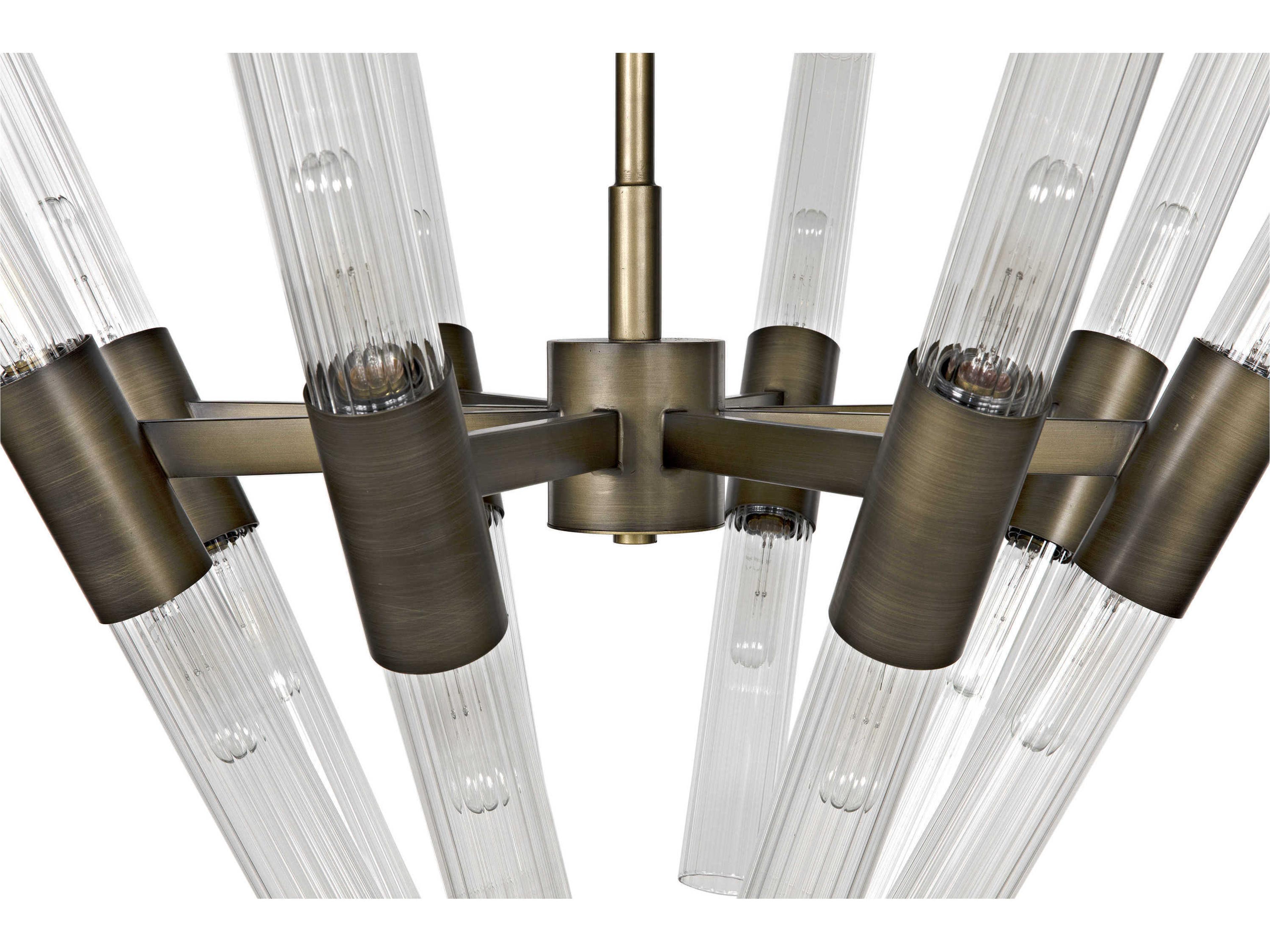 Noir 8-Light Brass Glass Cylinder Chandelier