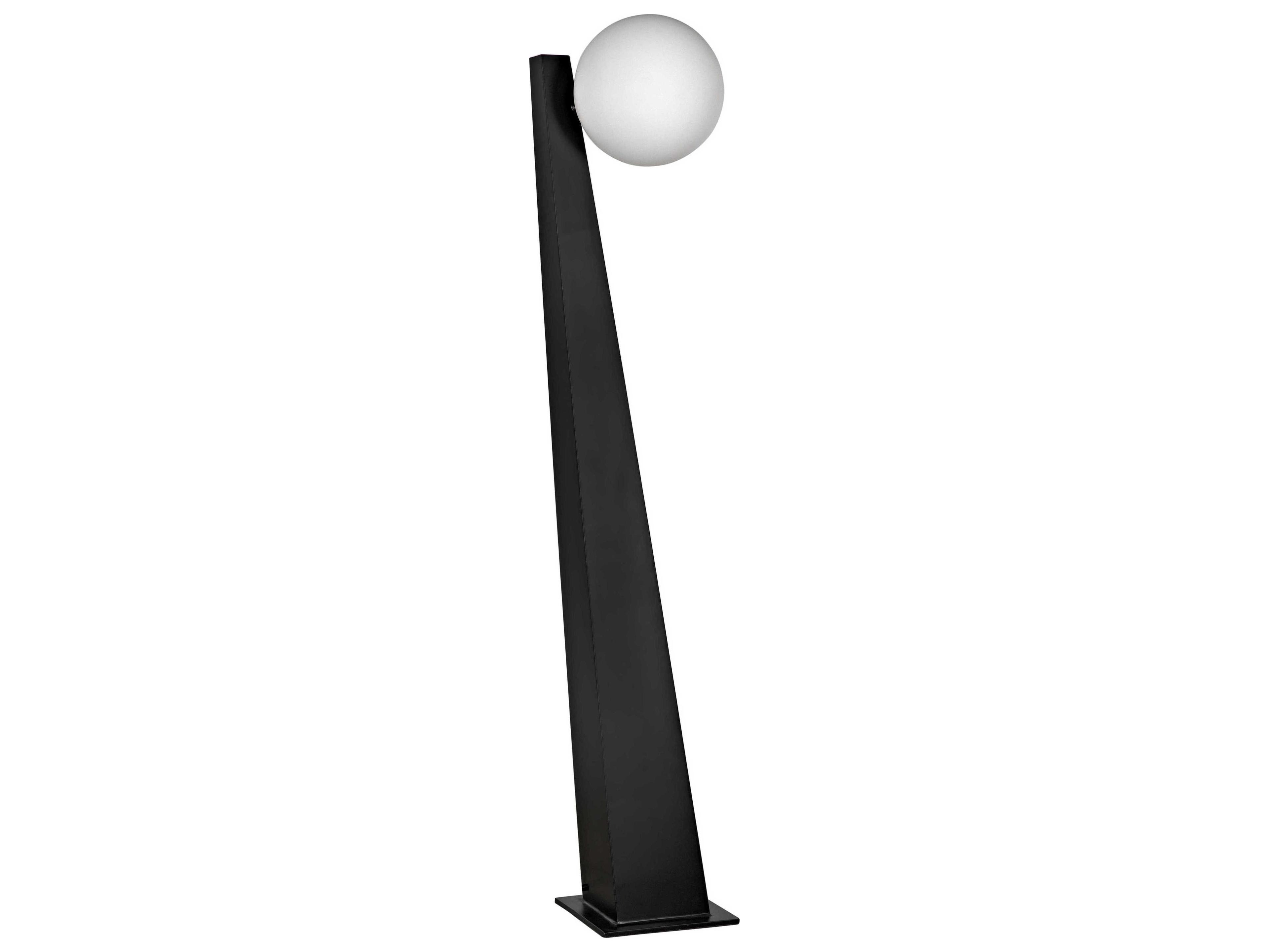 Noir Black Metal White Glass Floor Lamp