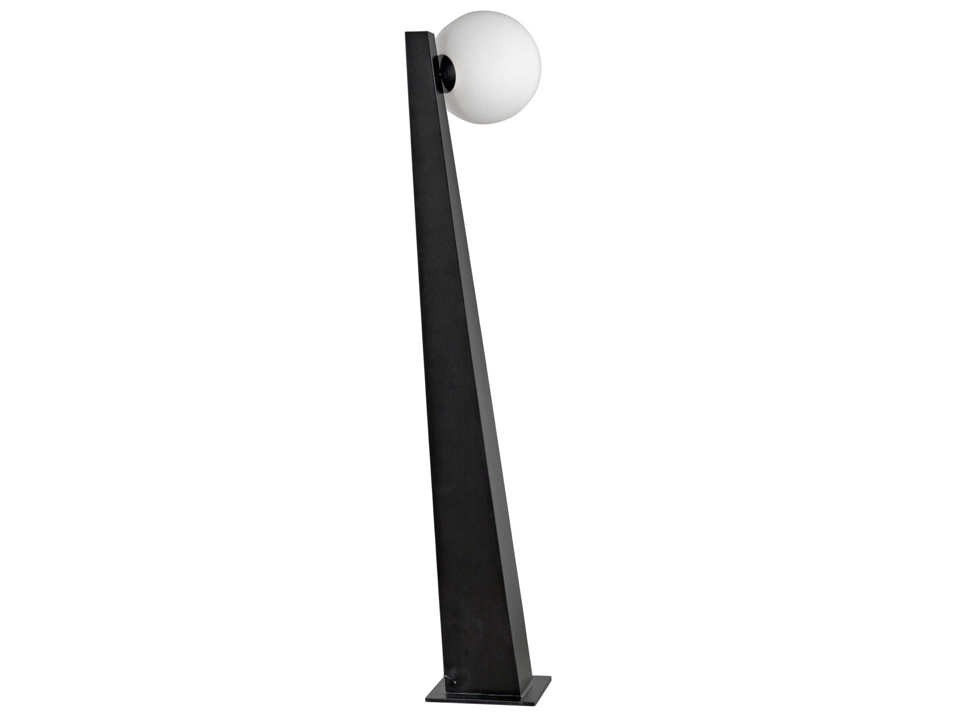 Noir Black Metal White Glass Floor Lamp