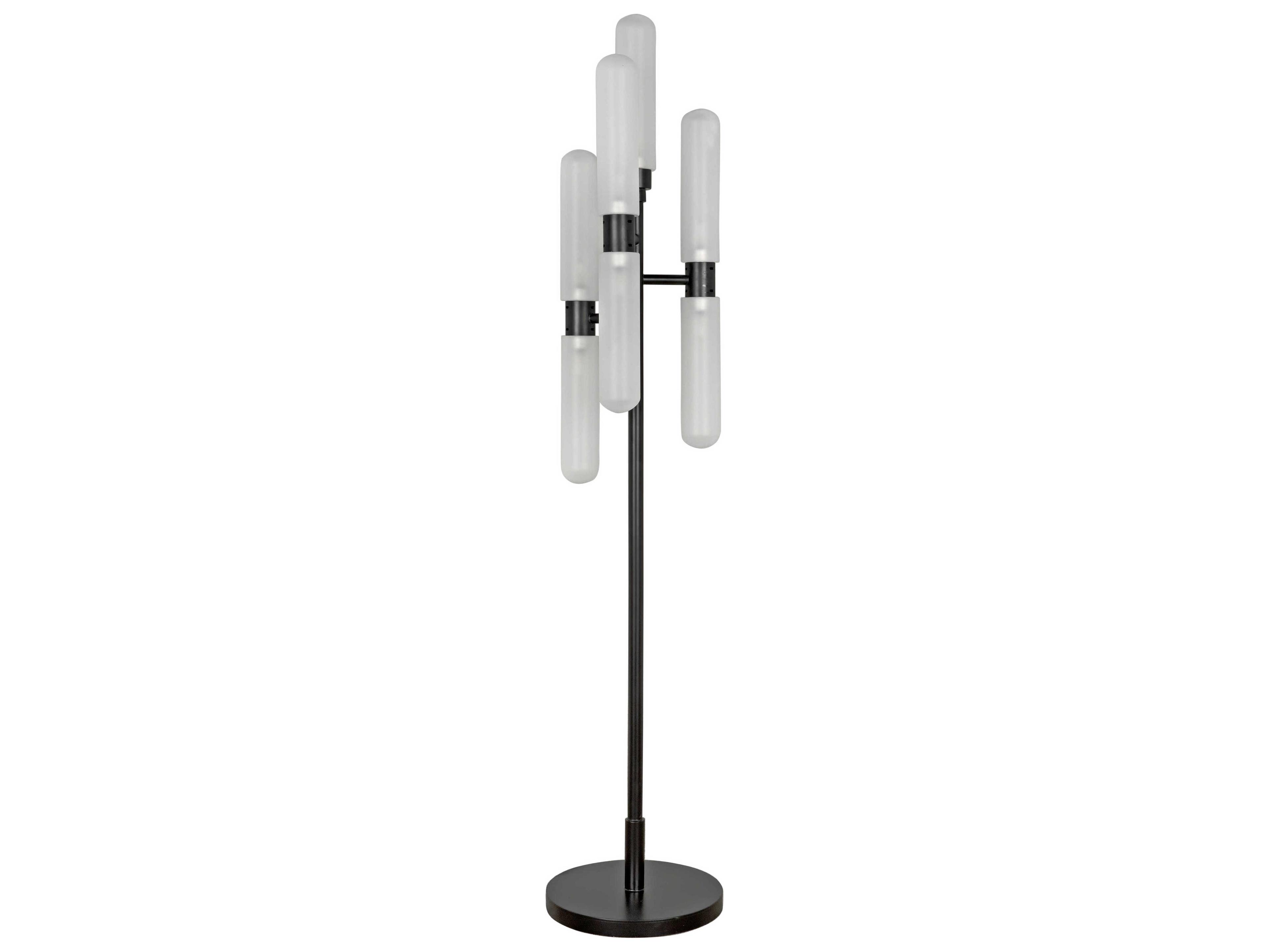 Noir Matte Black White Glass Floor Lamp
