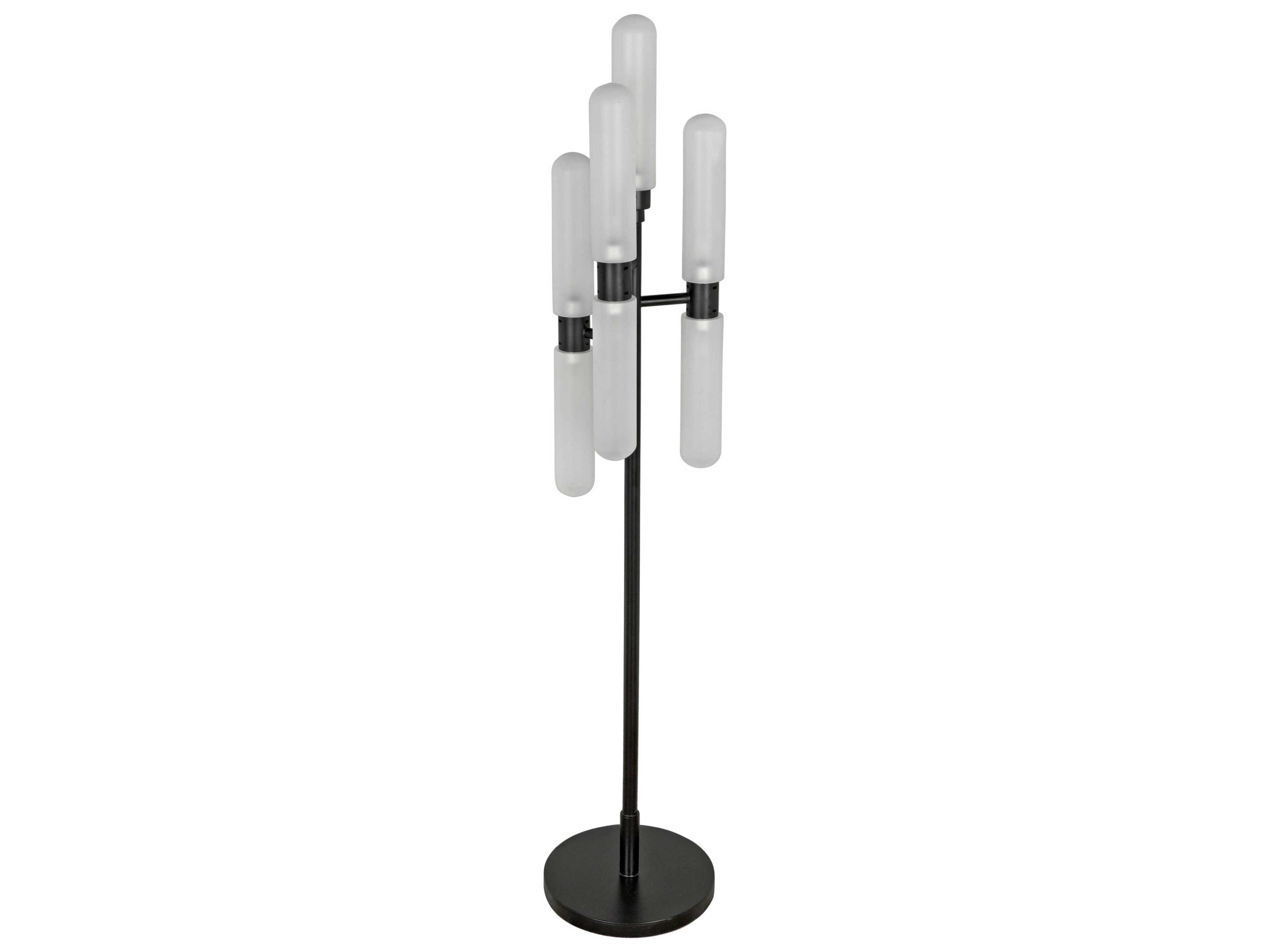 Noir Matte Black White Glass Floor Lamp