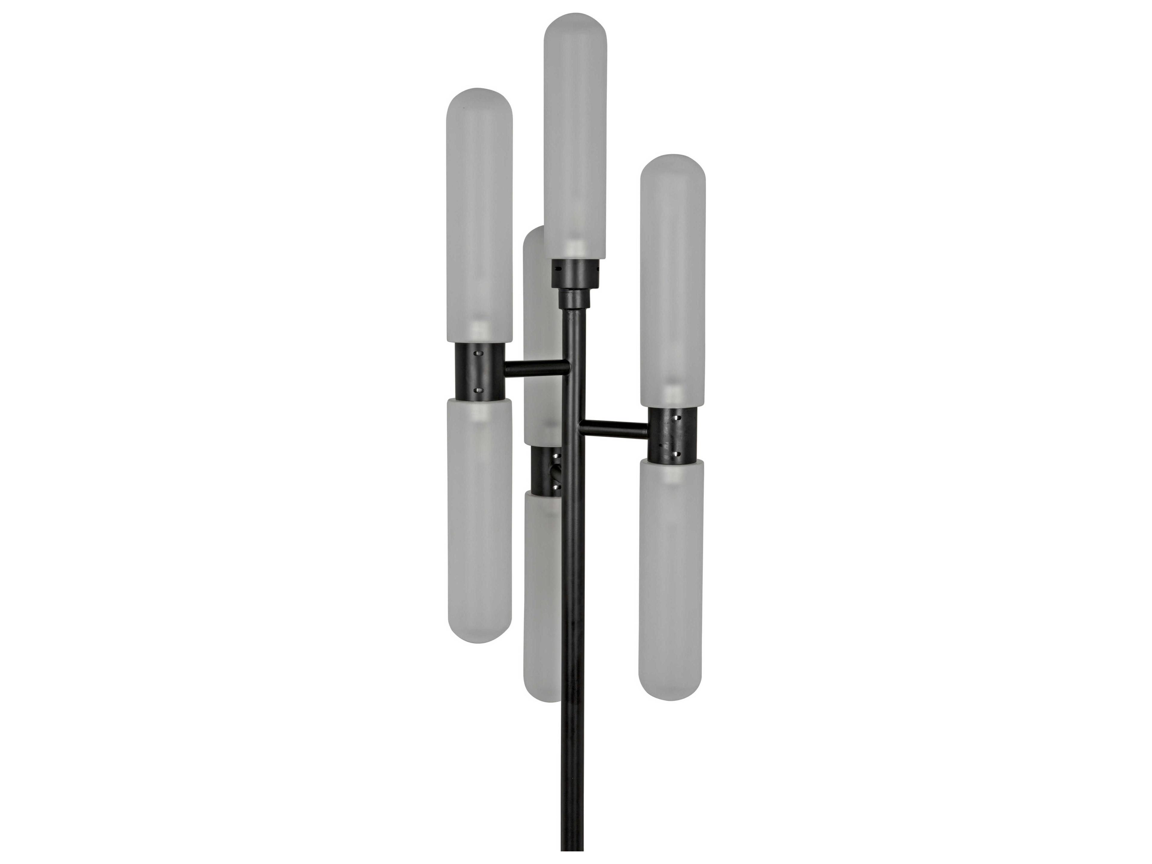 Noir Matte Black White Glass Floor Lamp