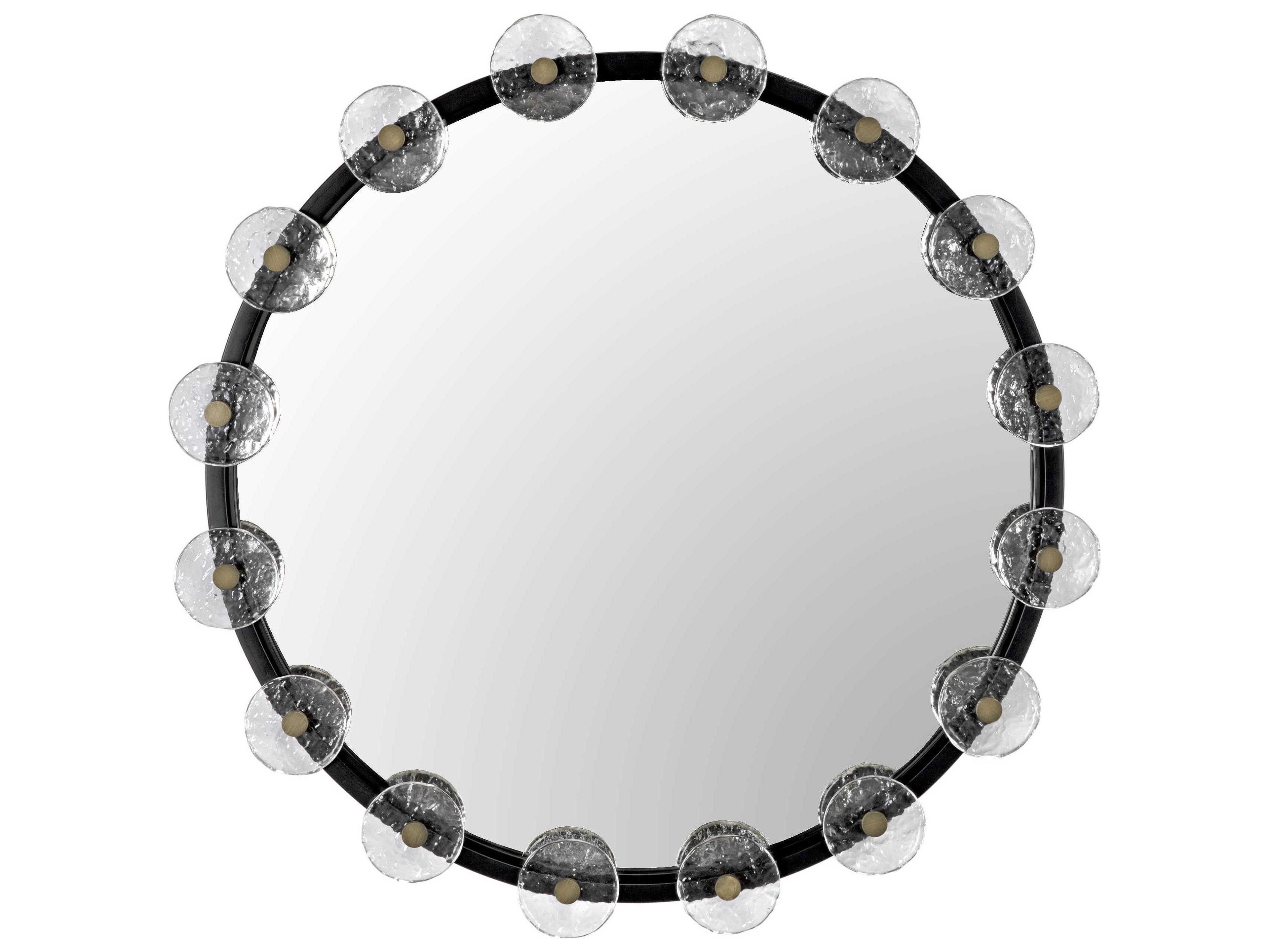 Black Metal with Glass Round Wall Mirror