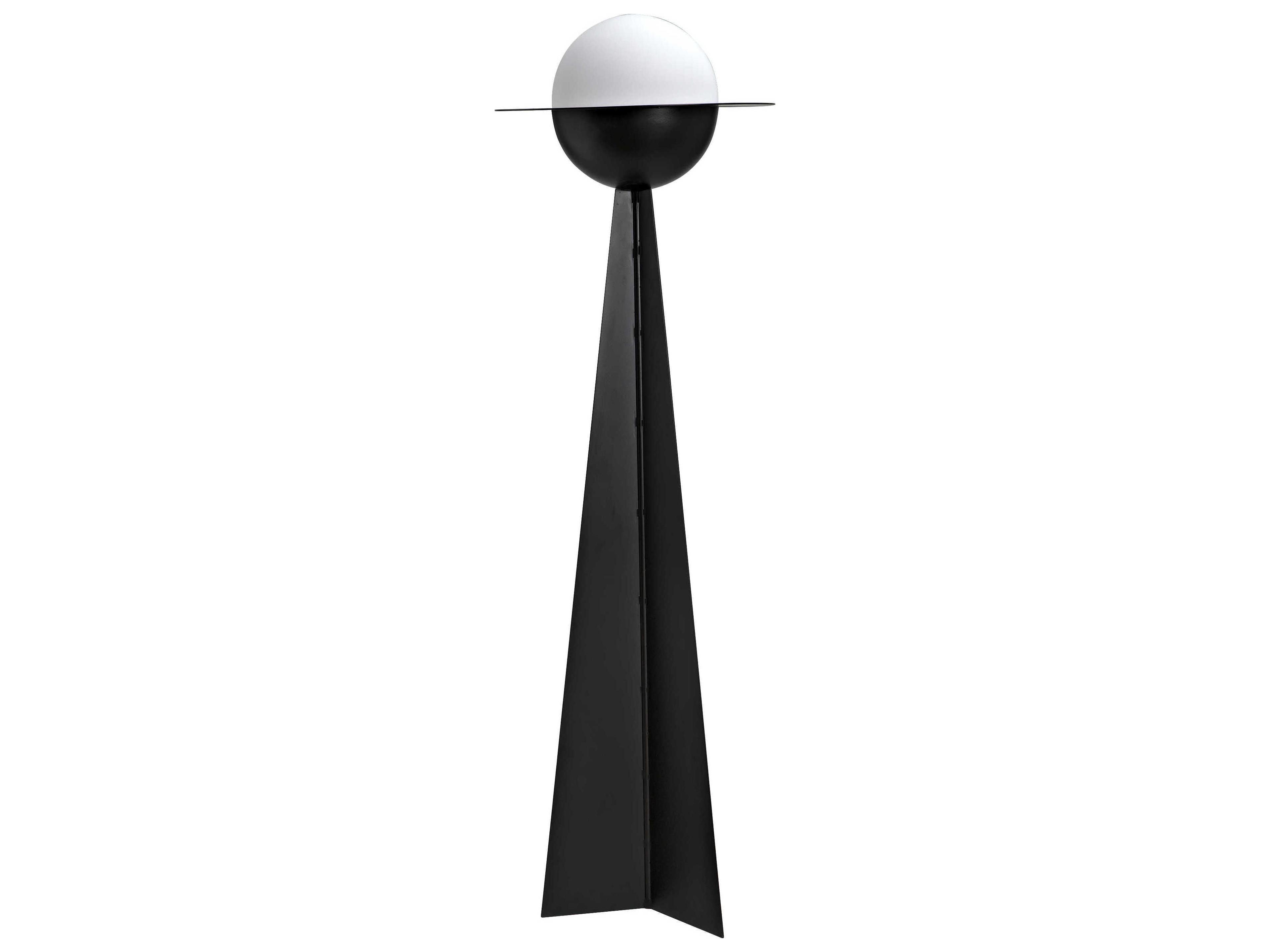 Noir Matte Black And Frosted Glass Floor Lamp