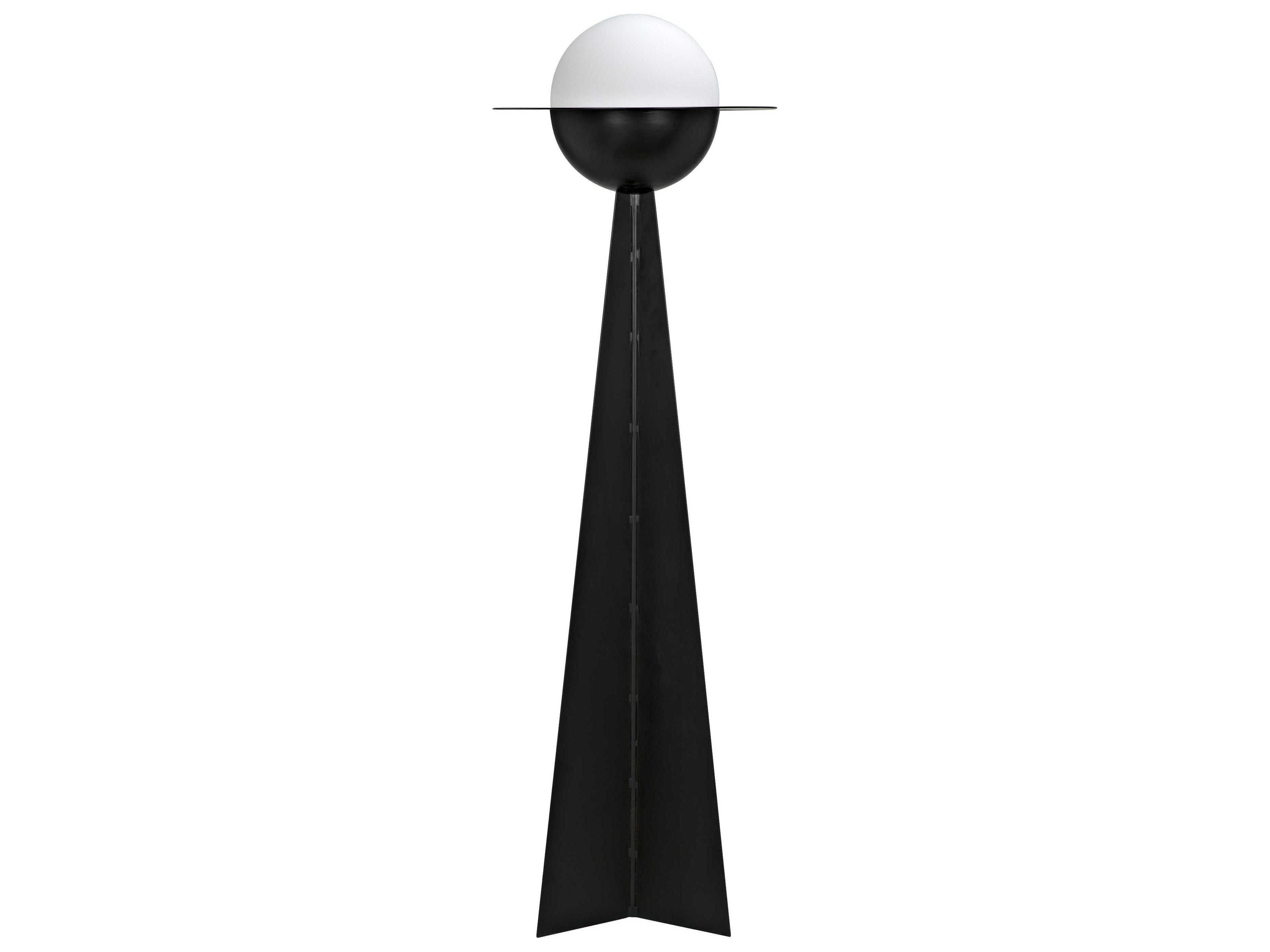 Noir Matte Black And Frosted Glass Floor Lamp