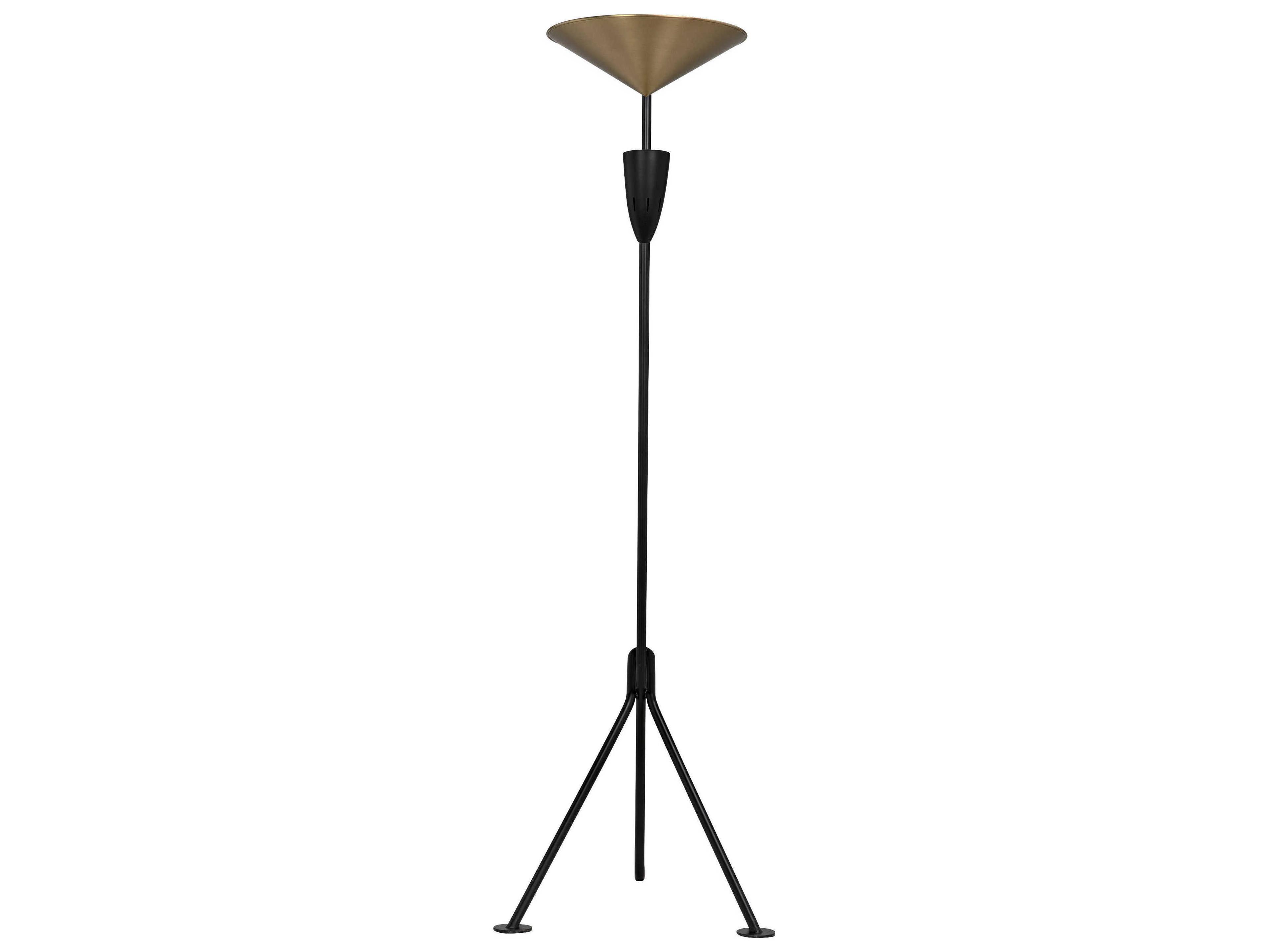Noir Matte Black And Antique Brass Floor Lamp
