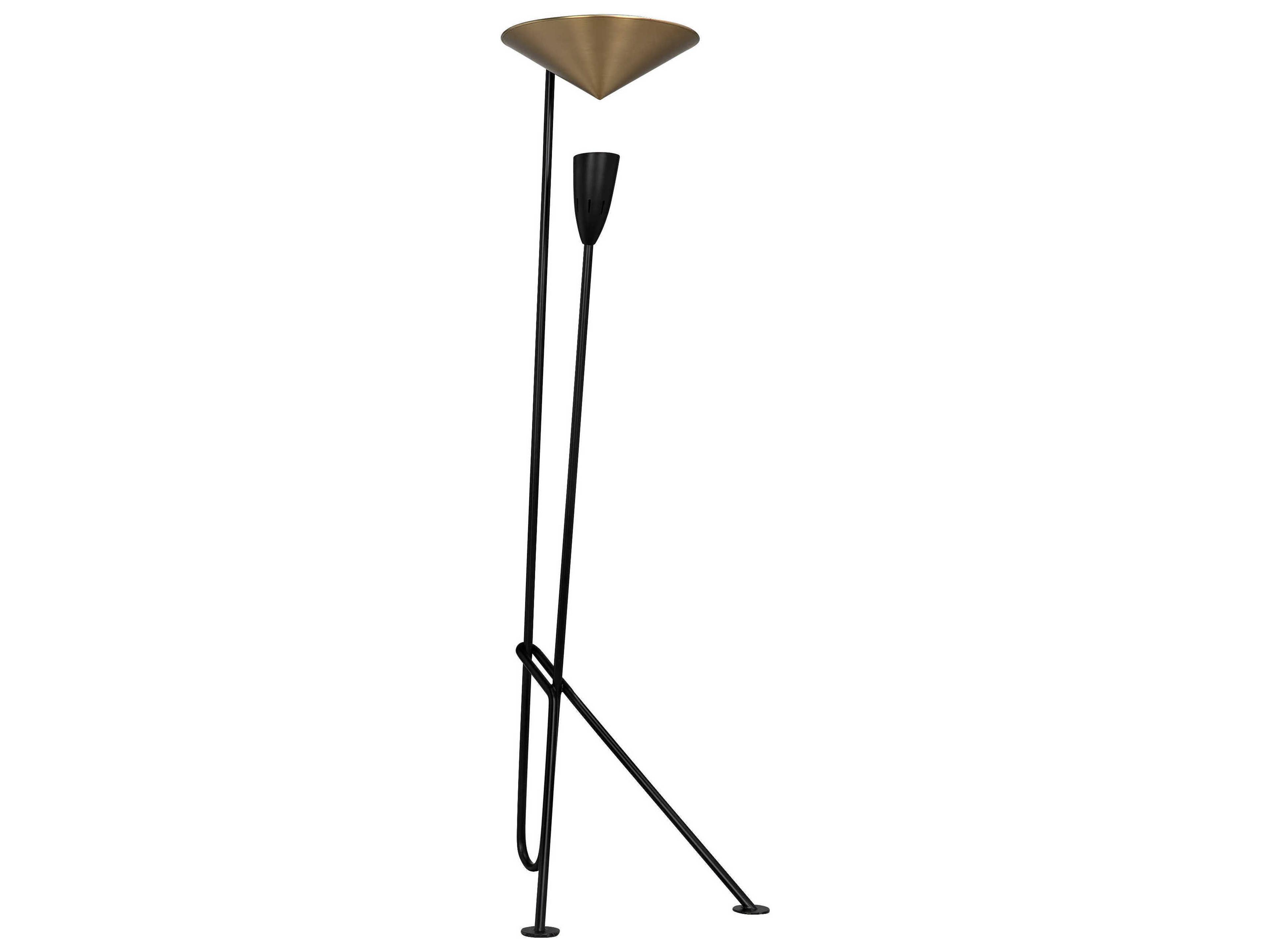 Noir Matte Black And Antique Brass Floor Lamp