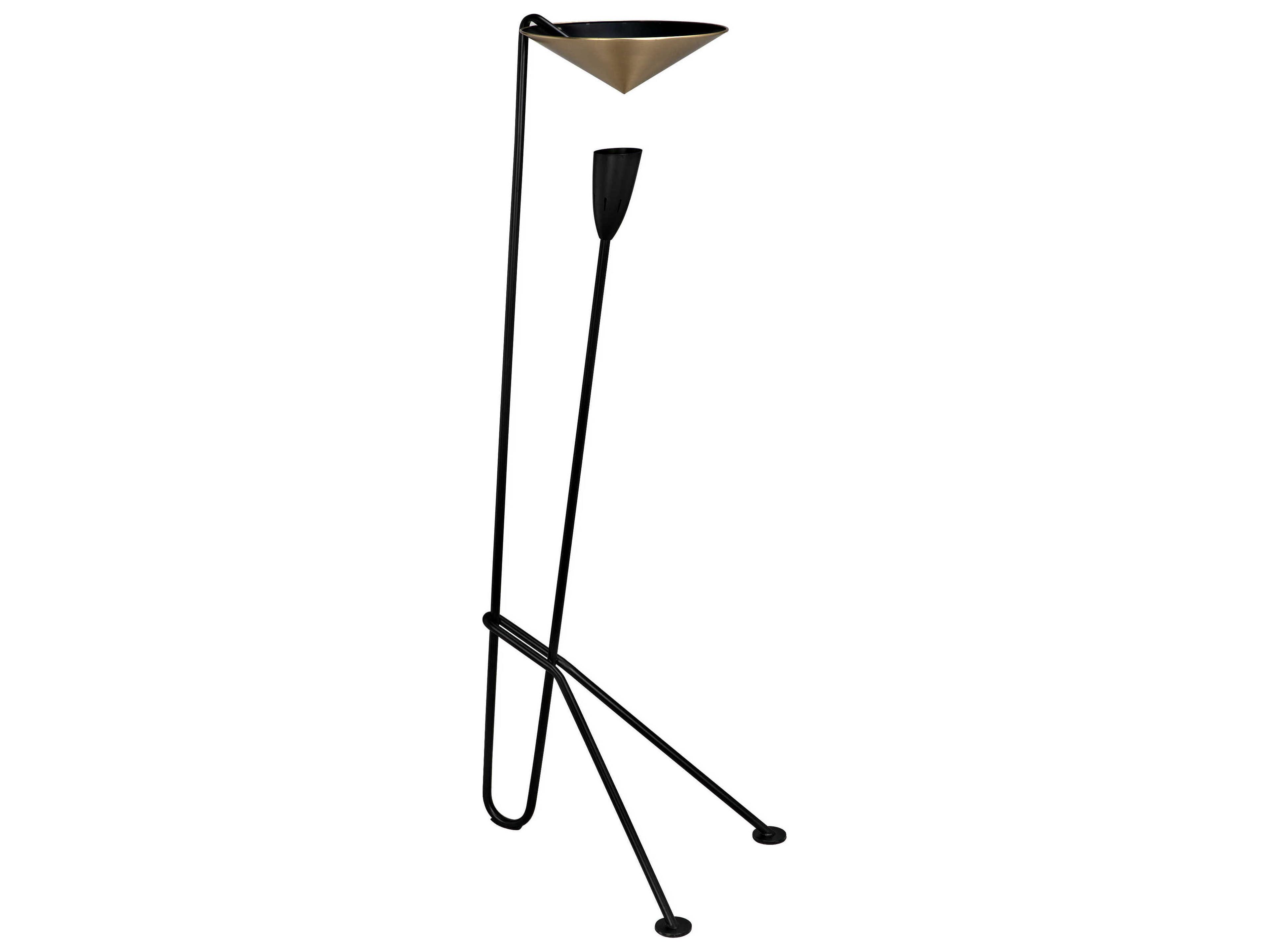 Noir Matte Black And Antique Brass Floor Lamp