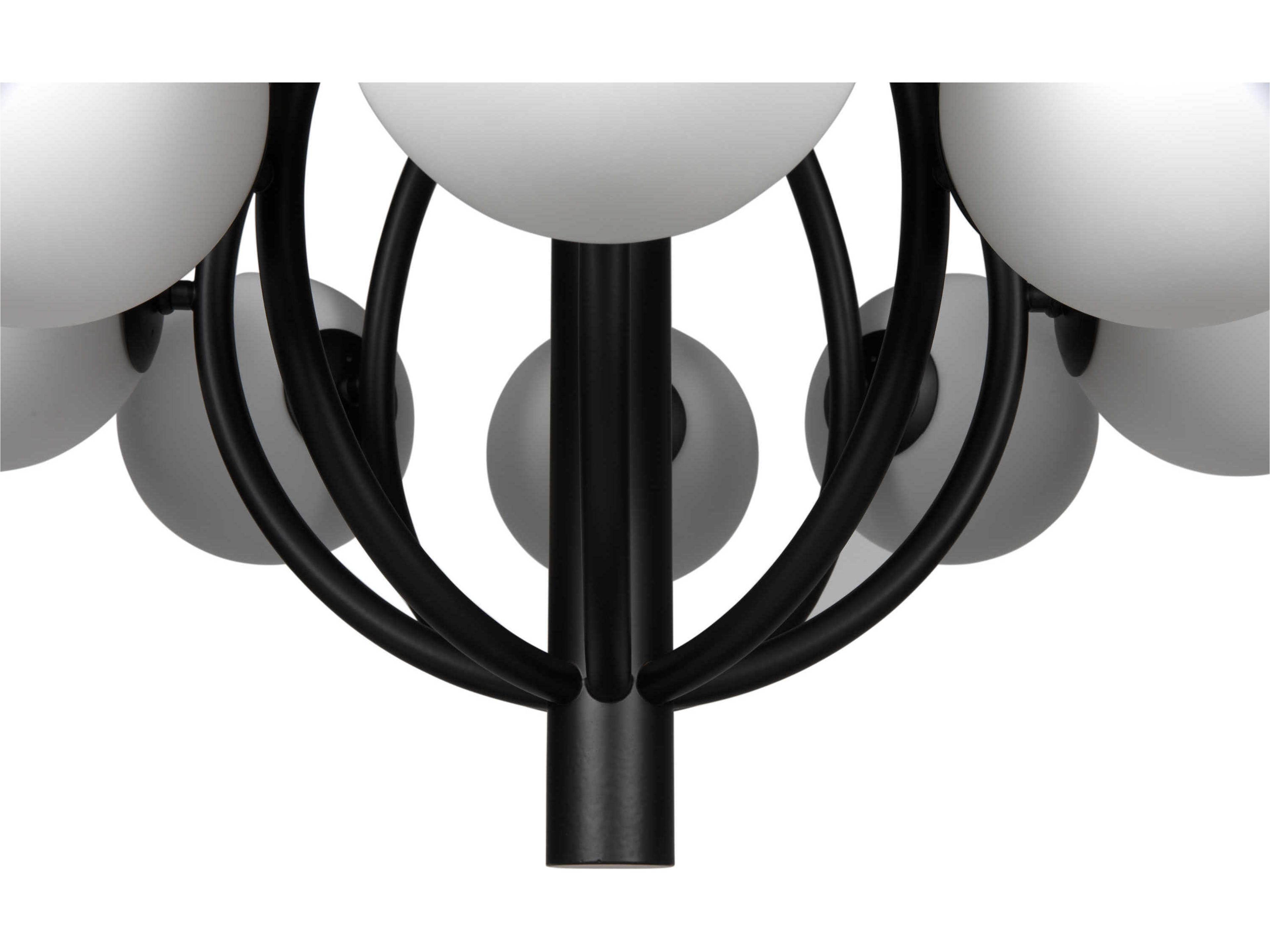 Noir 8-Light Matte Black Glass Globe Chandelier