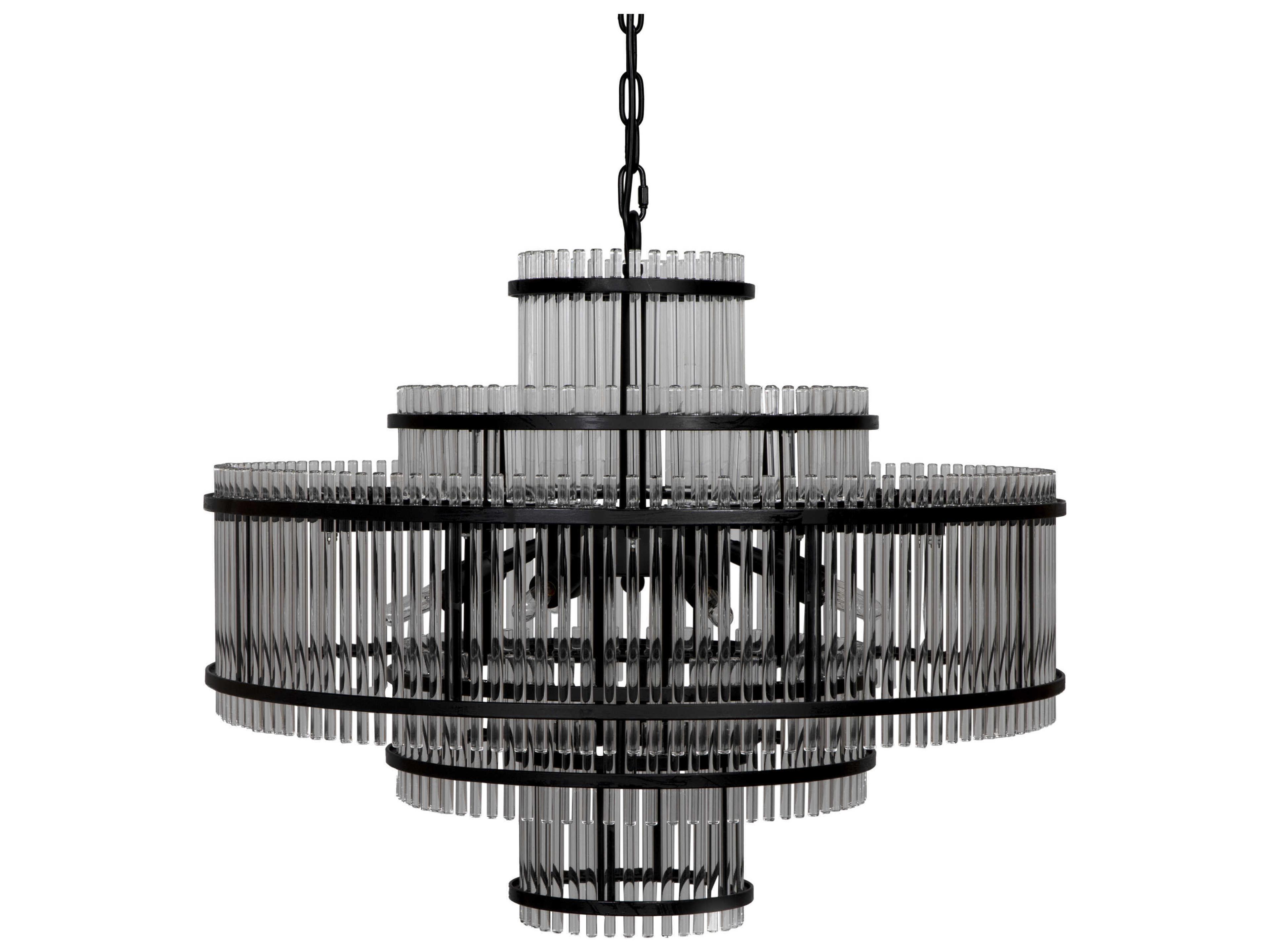 8-Light Matte Black Tiered Chandelier