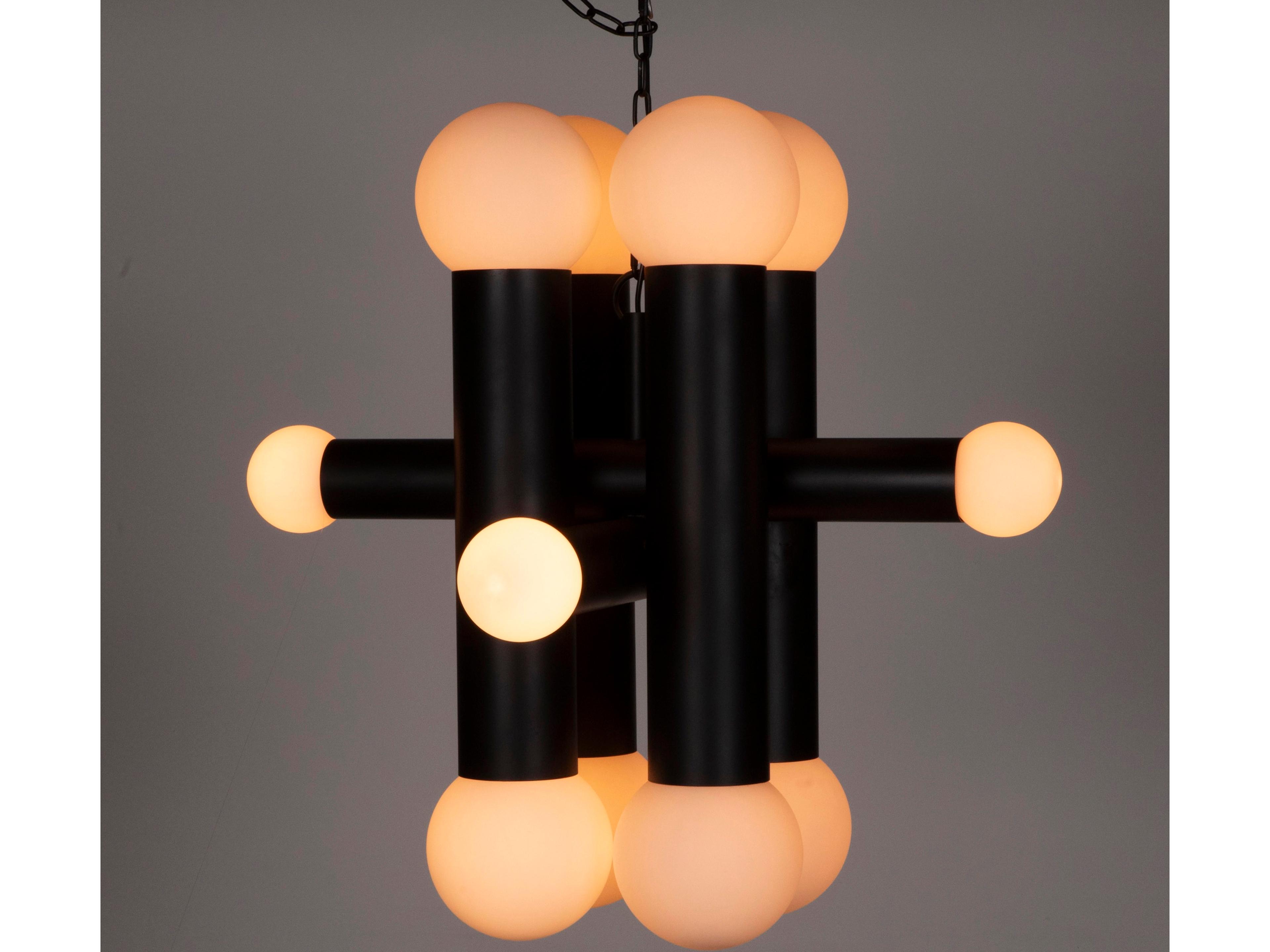 Noir Amadeus 12-Light Matte Black Globe Chandelier