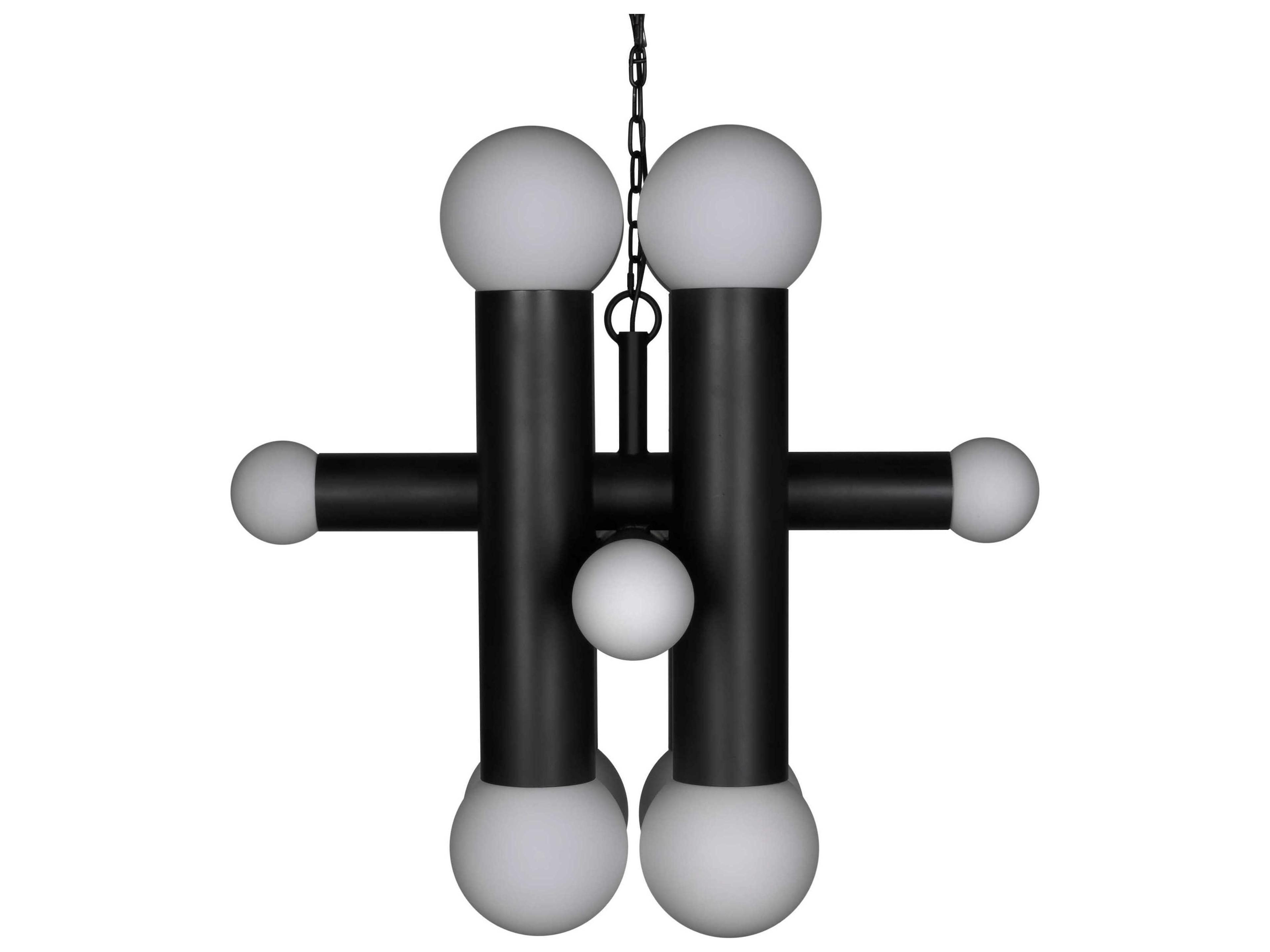 Noir Amadeus 12-Light Matte Black Globe Chandelier