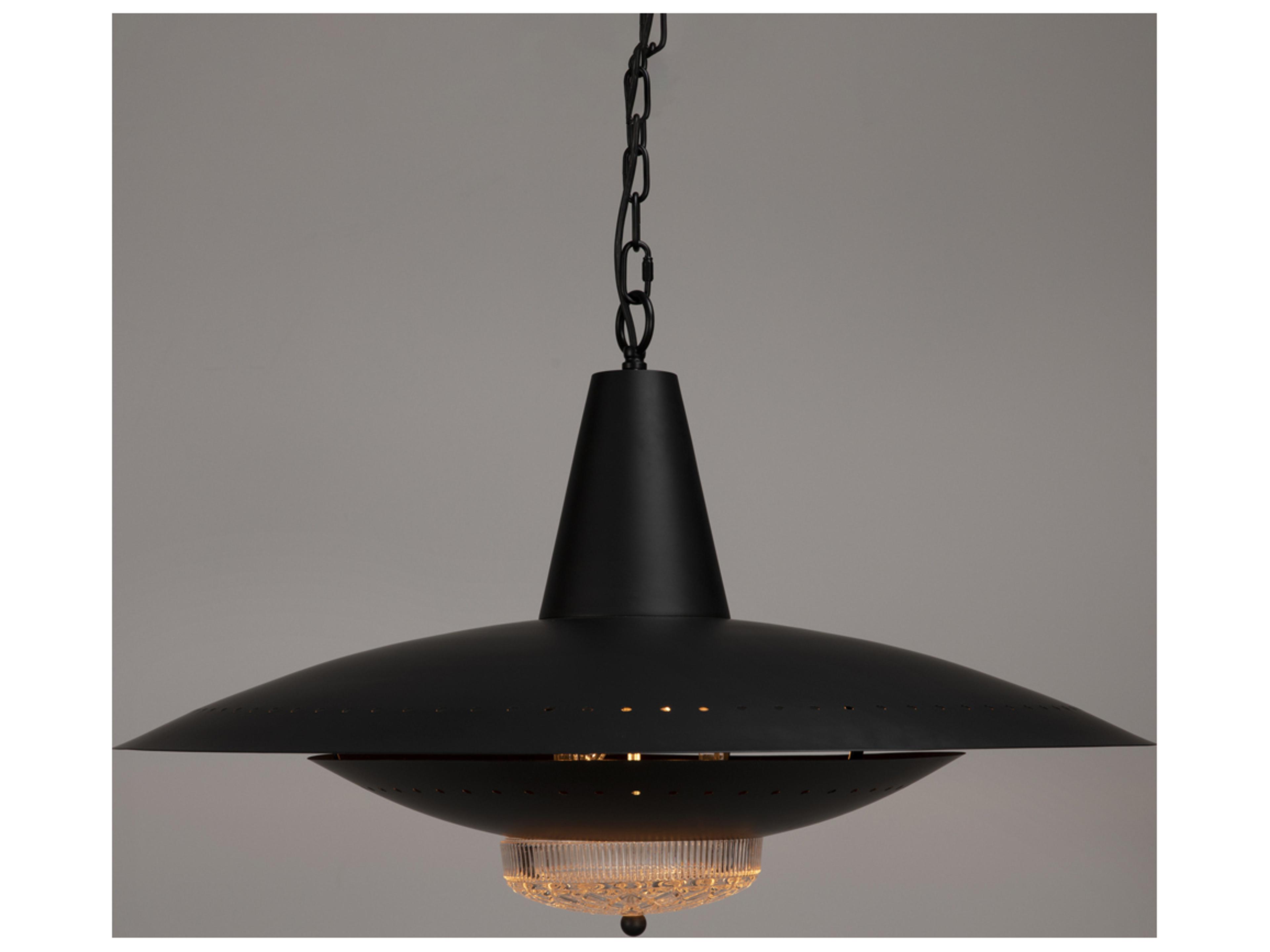 Noir UFO 1-Light Matte Black Bowl Pendant