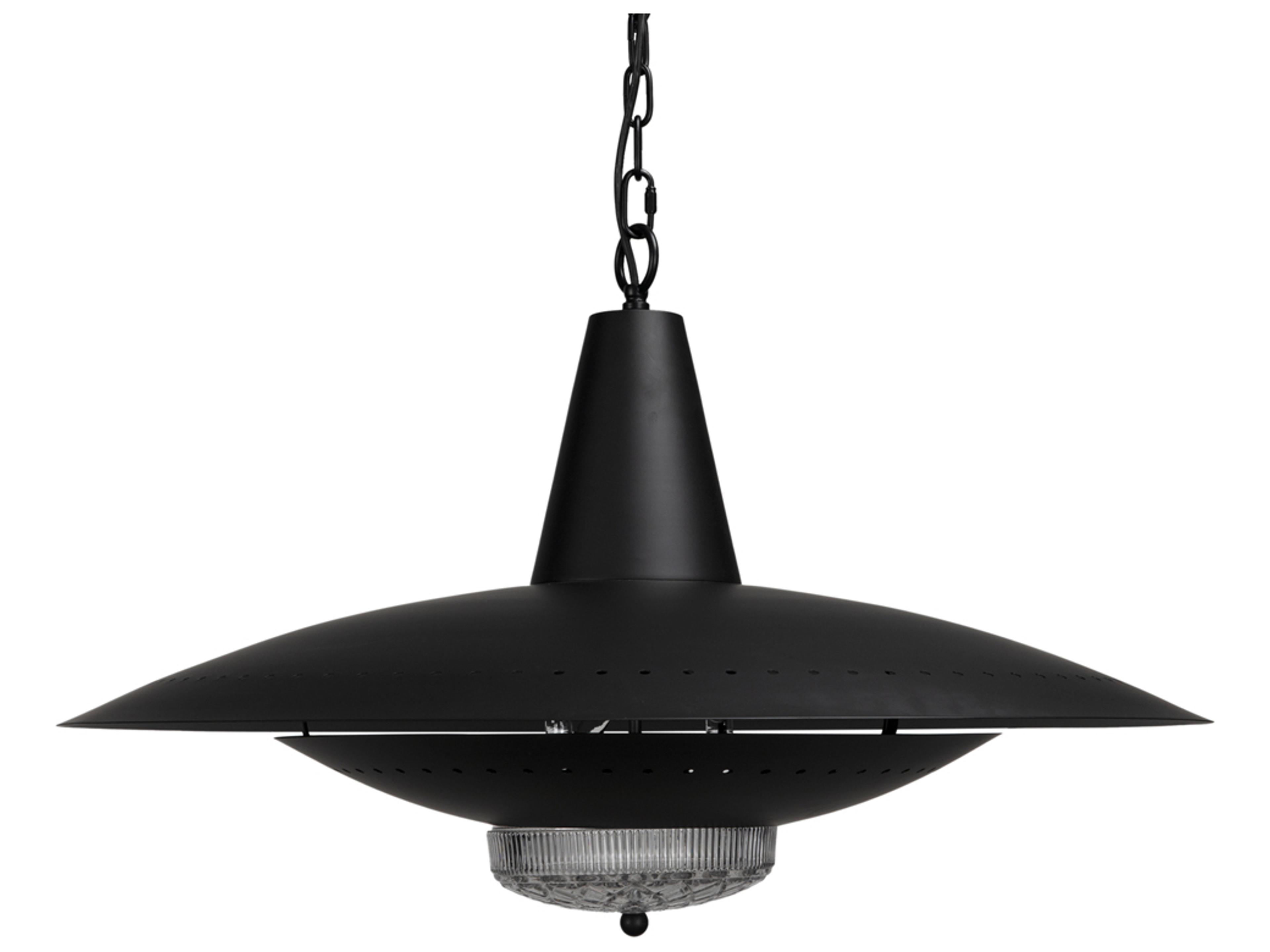 UFO 1-Light Matte Black Bowl Pendant