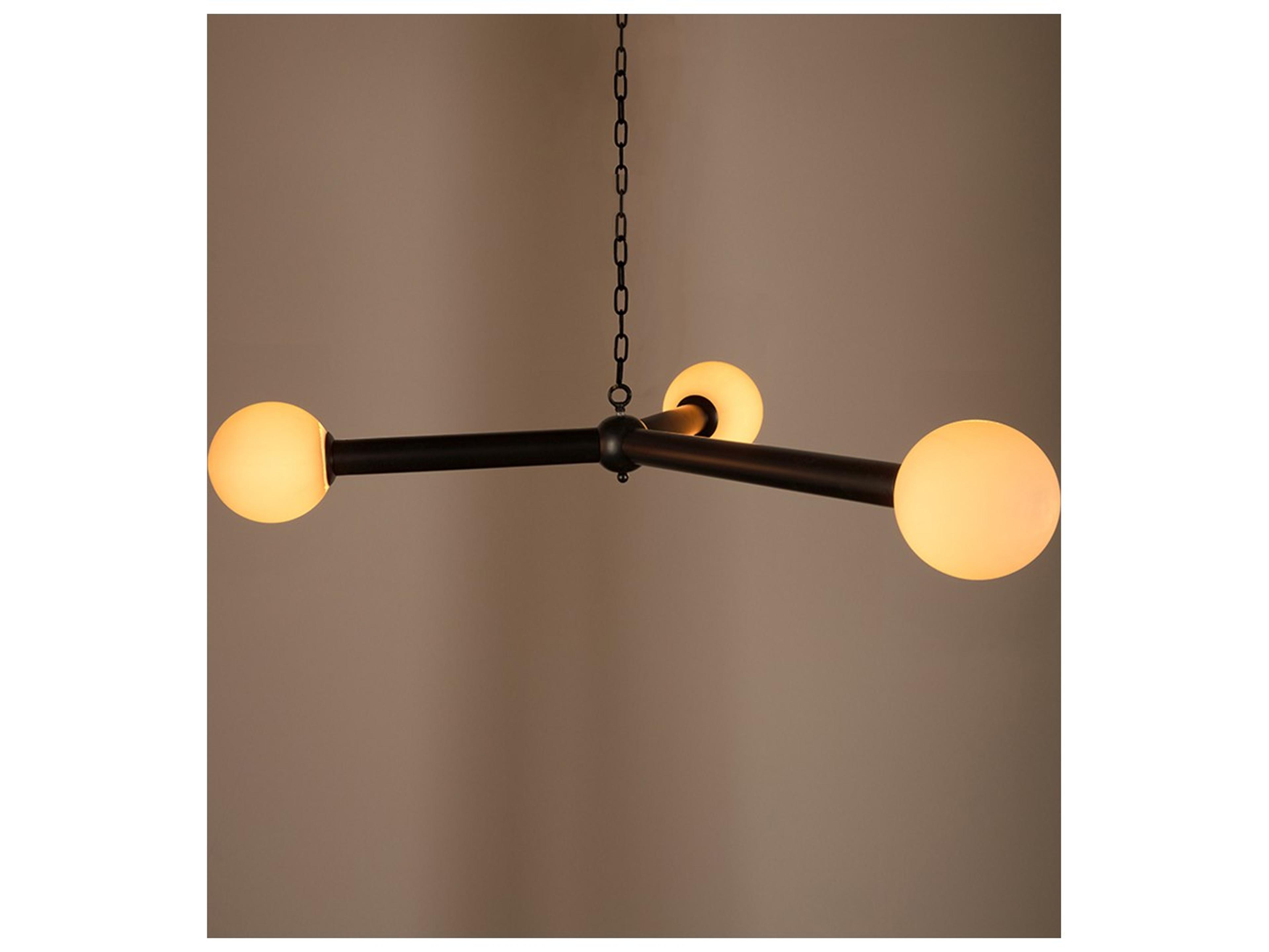 Noir Clemenza 3-Light Matte Black Globe Geometric Pendant