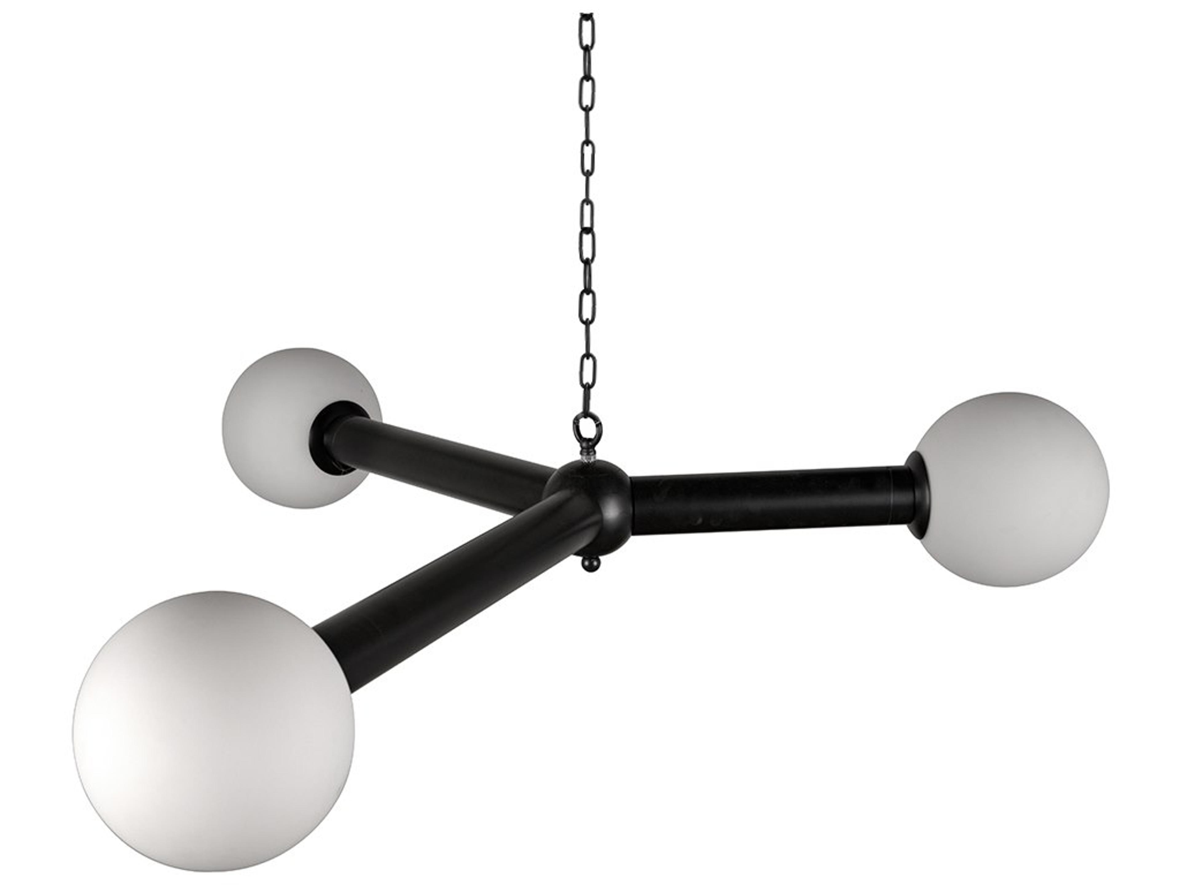 Noir Clemenza 3-Light Matte Black Globe Geometric Pendant