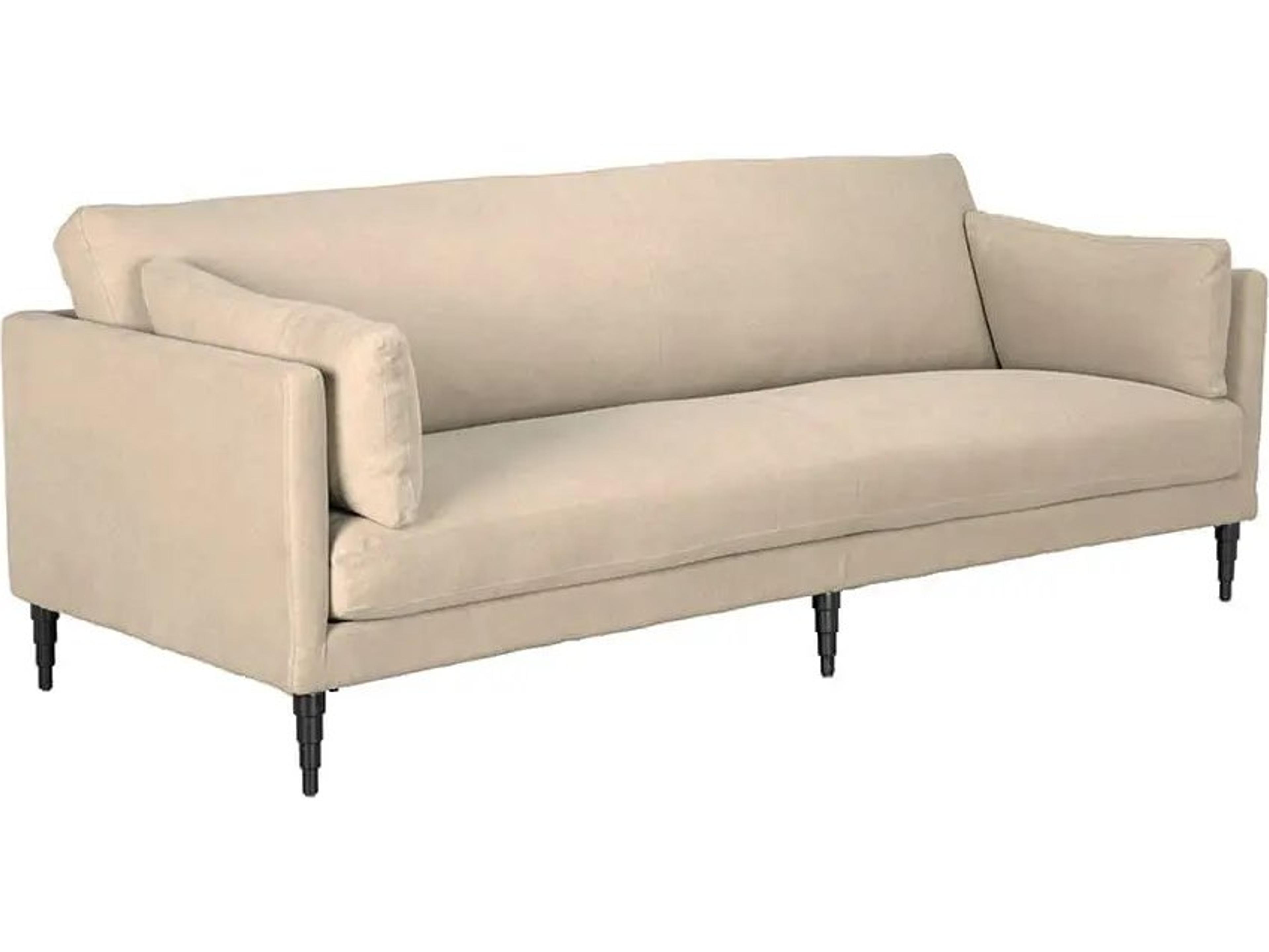 Andalusia Natural Linen And Black Wood Beige Upholstered Sofa