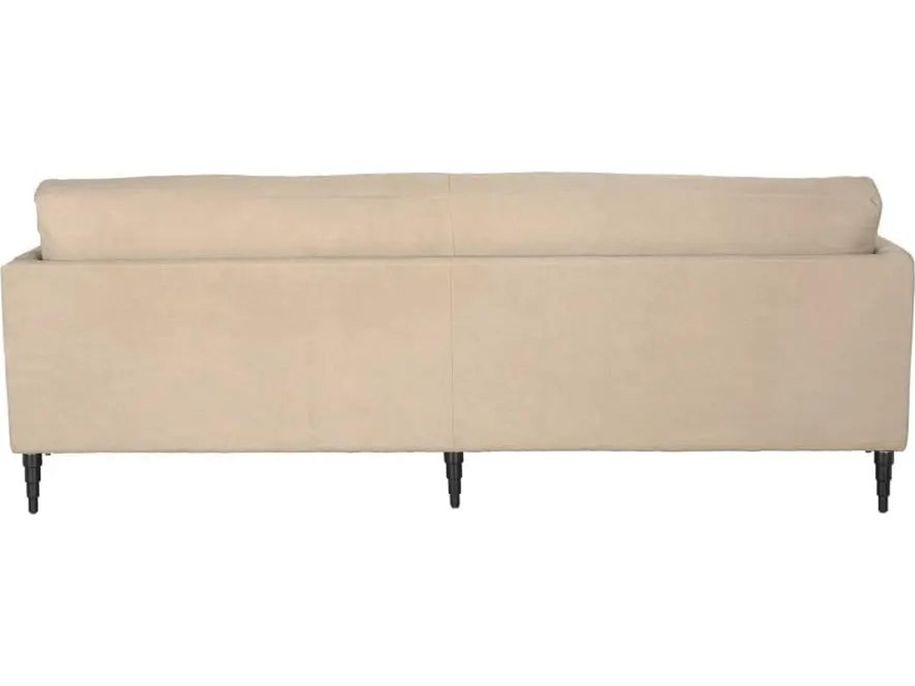 Noir Andalusia Natural Linen And Black Wood Beige Upholstered Sofa