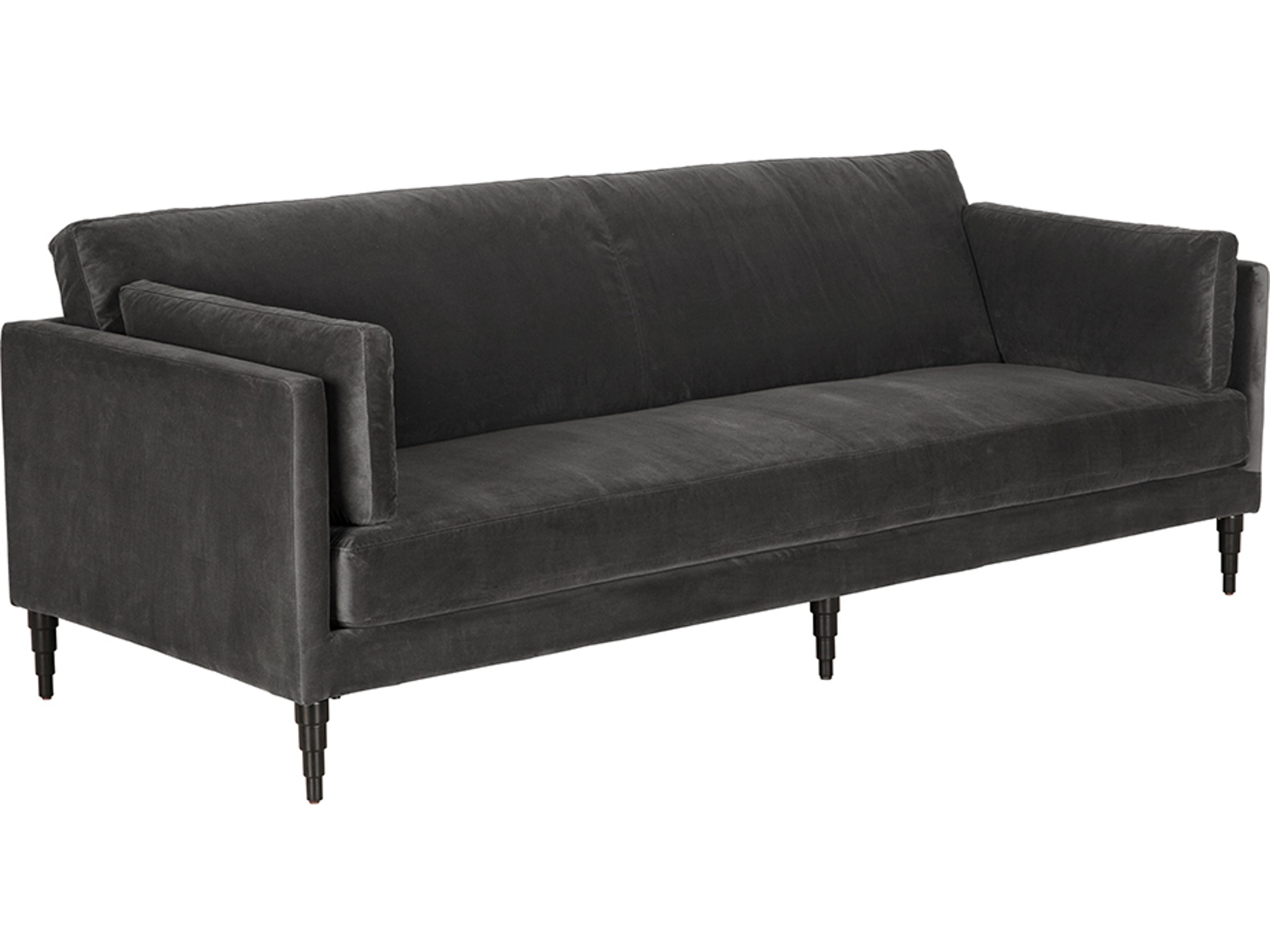 Andalusia Grey Velvet And Black Legs Upholstered Sofa