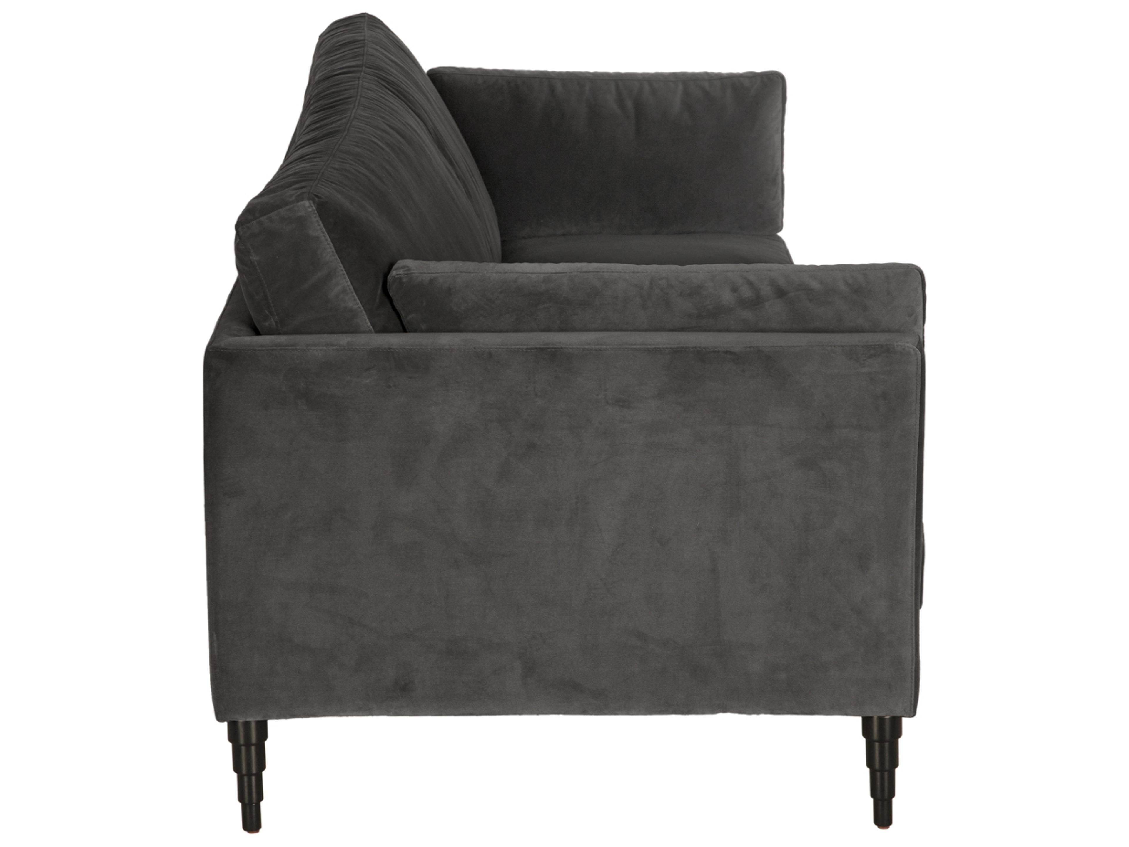 Noir Andalusia Grey Velvet And Black Legs Upholstered Sofa