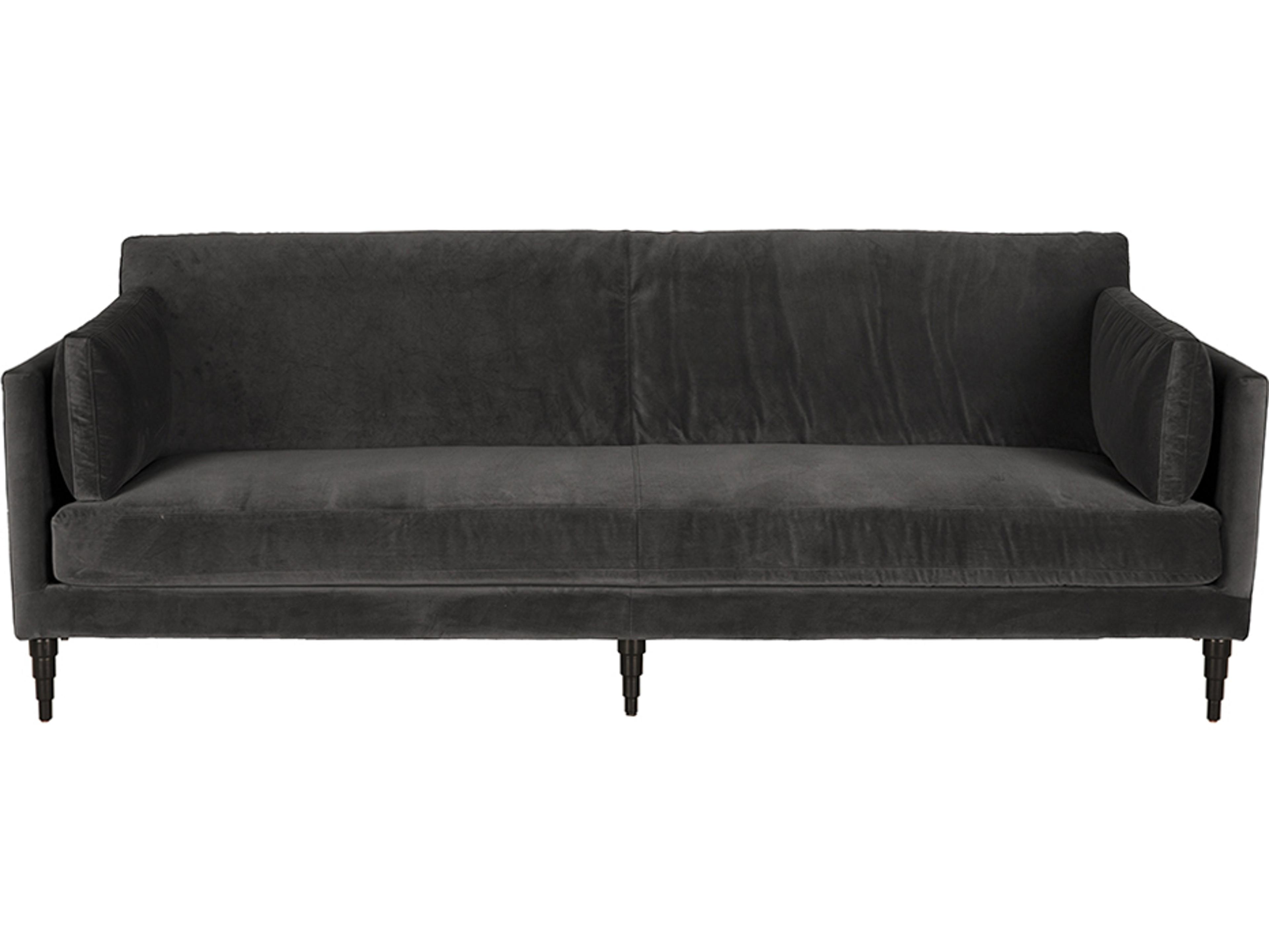 Noir Andalusia Grey Velvet And Black Legs Upholstered Sofa