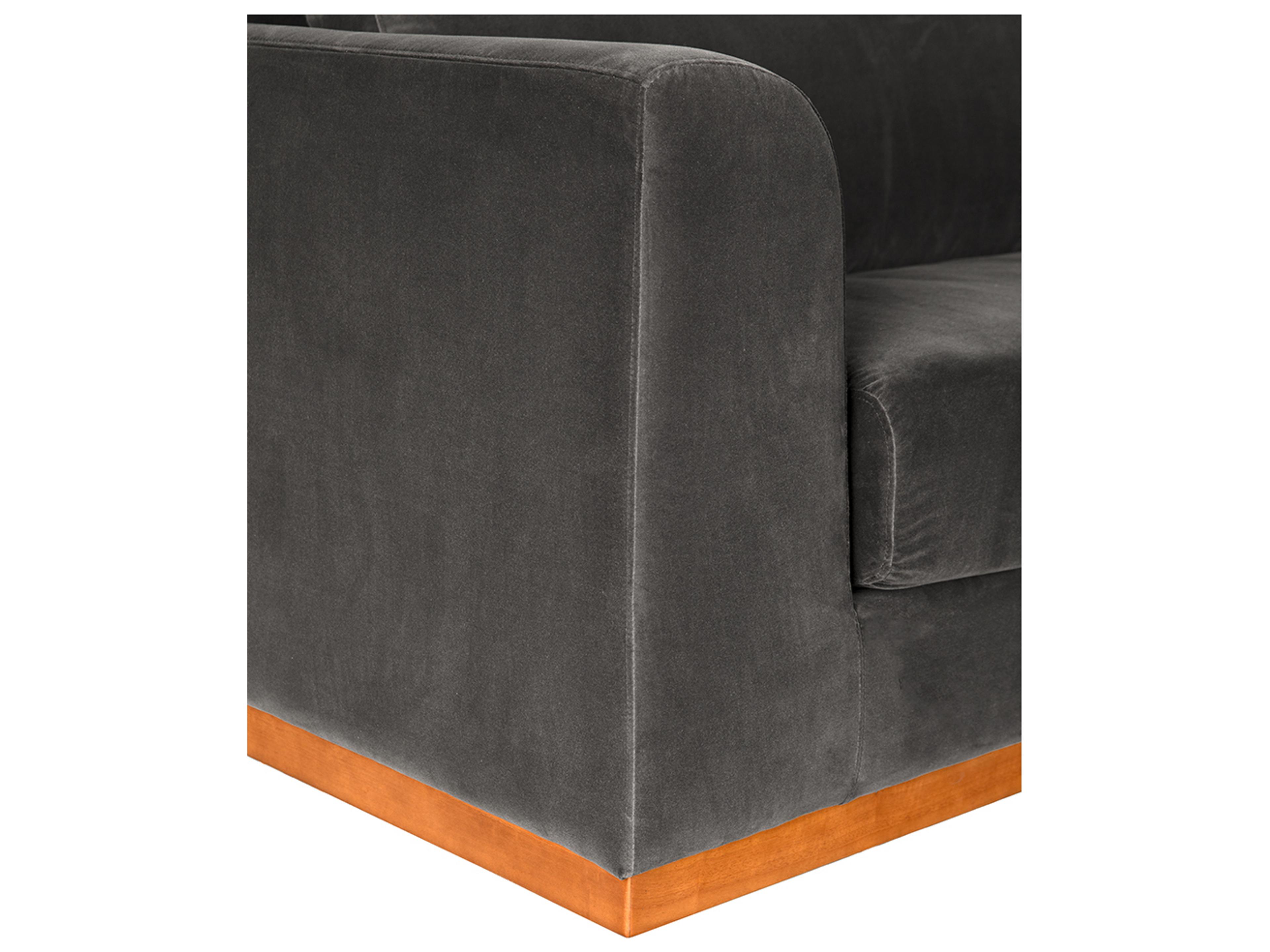 Noir Seville Dark Walnut Gray Velvet Upholstered Sofa