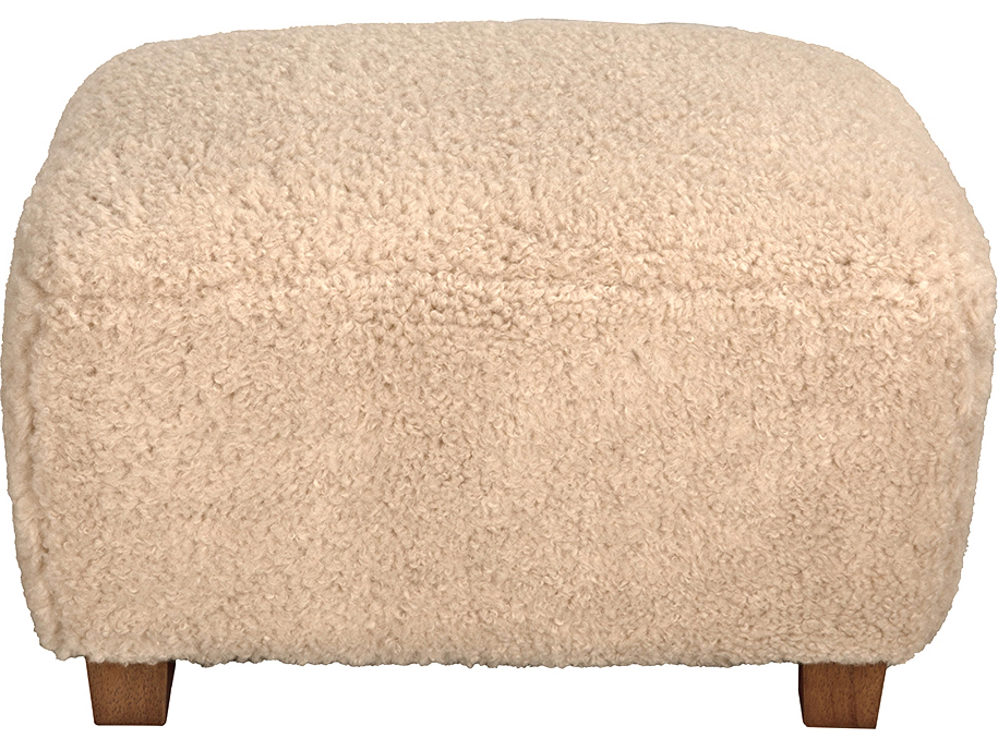 Noir Dark Walnut Beige Upholstered Ottoman