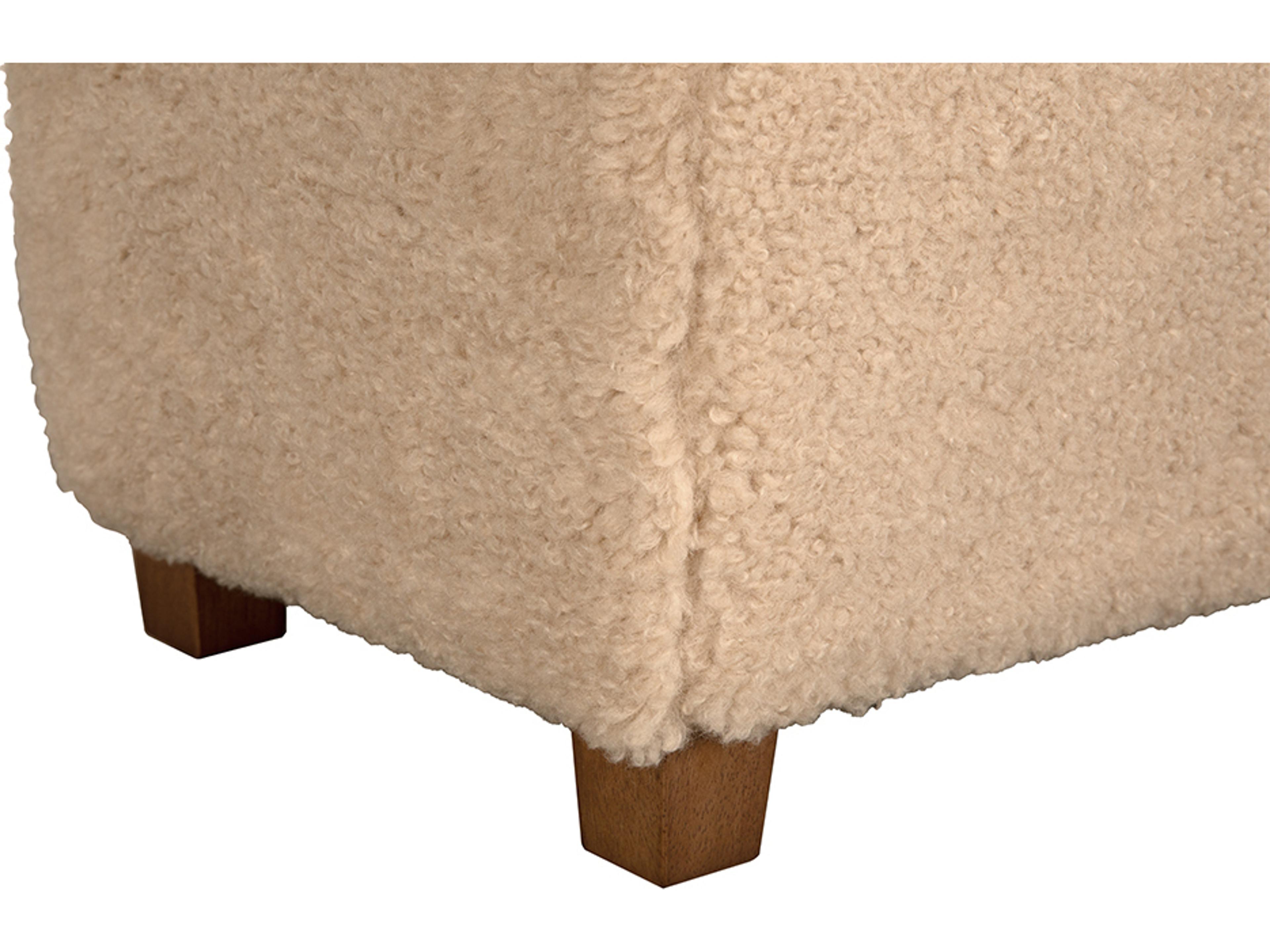 Noir Dark Walnut Beige Upholstered Ottoman